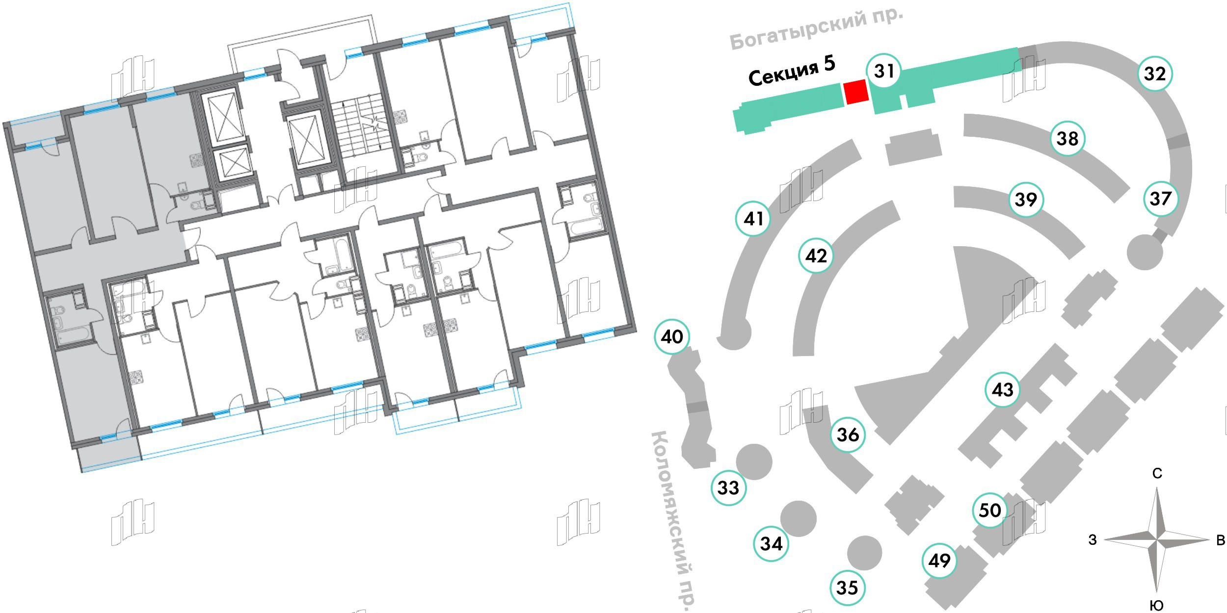 Квартира в ЖК Приморский квартал, 3 комнатная, 80.98 м², 3 этаж