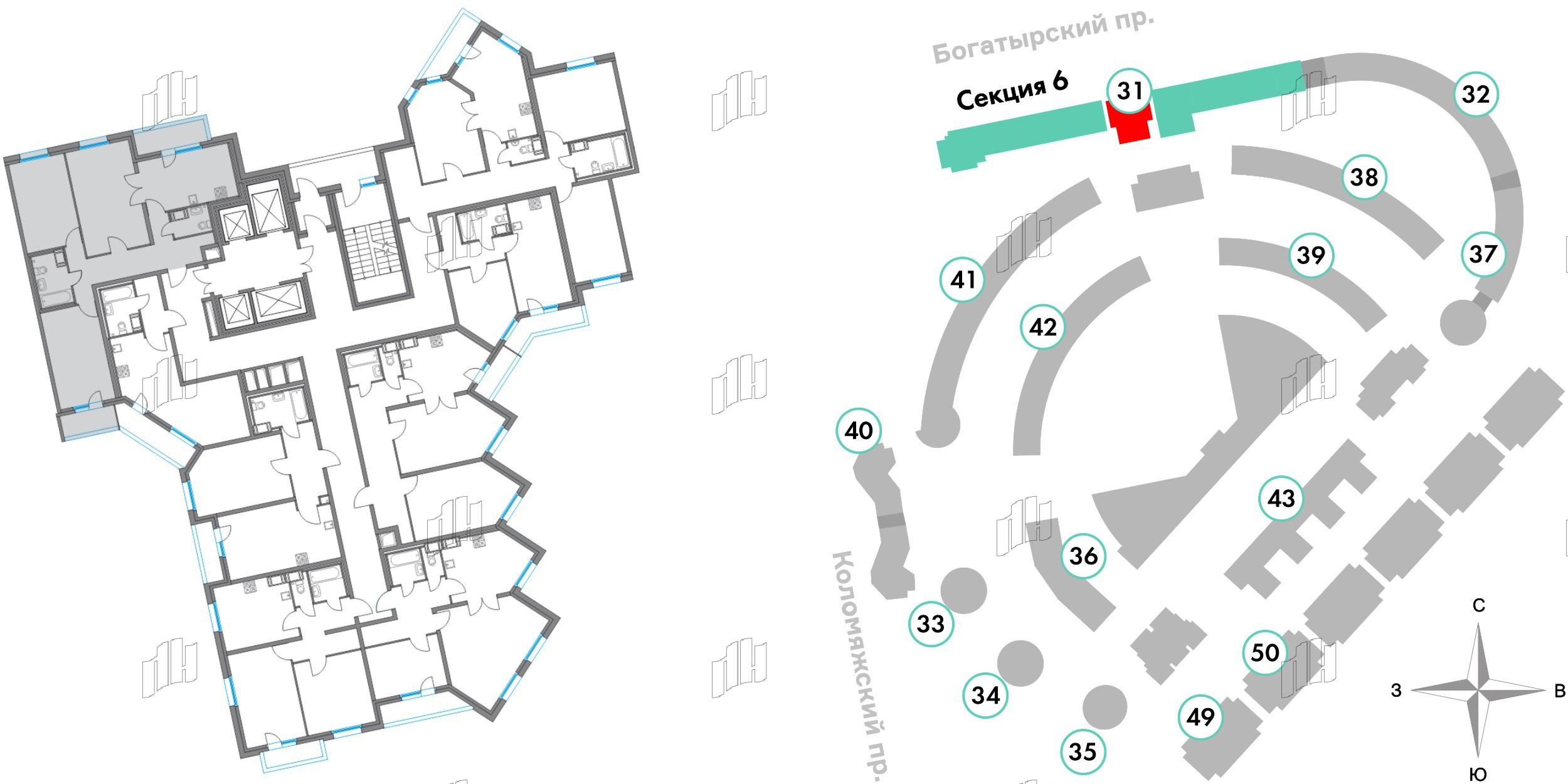 Квартира в ЖК Приморский квартал, 3 комнатная, 82.03 м², 4 этаж