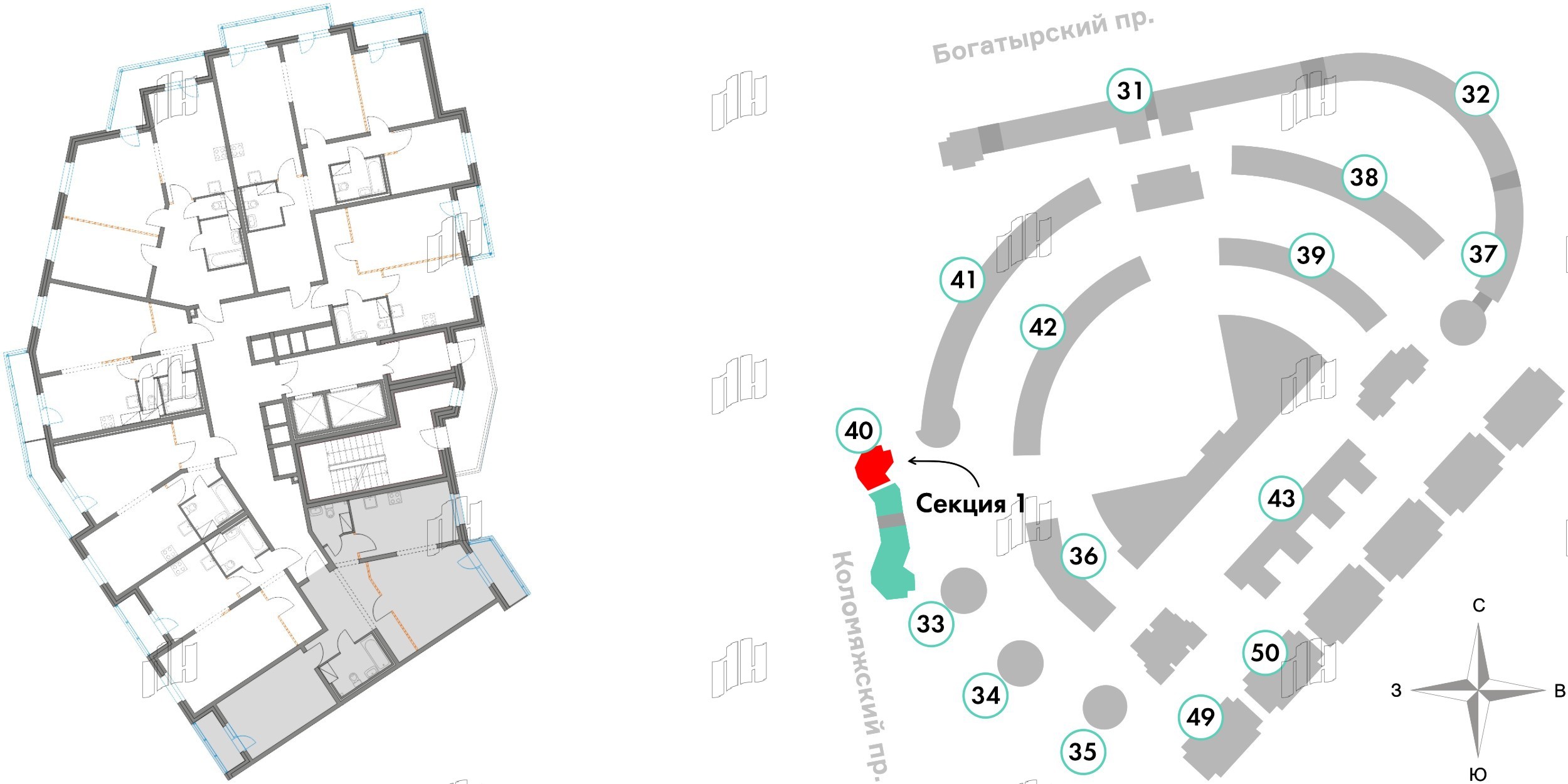 Квартира в ЖК Приморский квартал, 2 комнатная, 72.32 м², 3 этаж