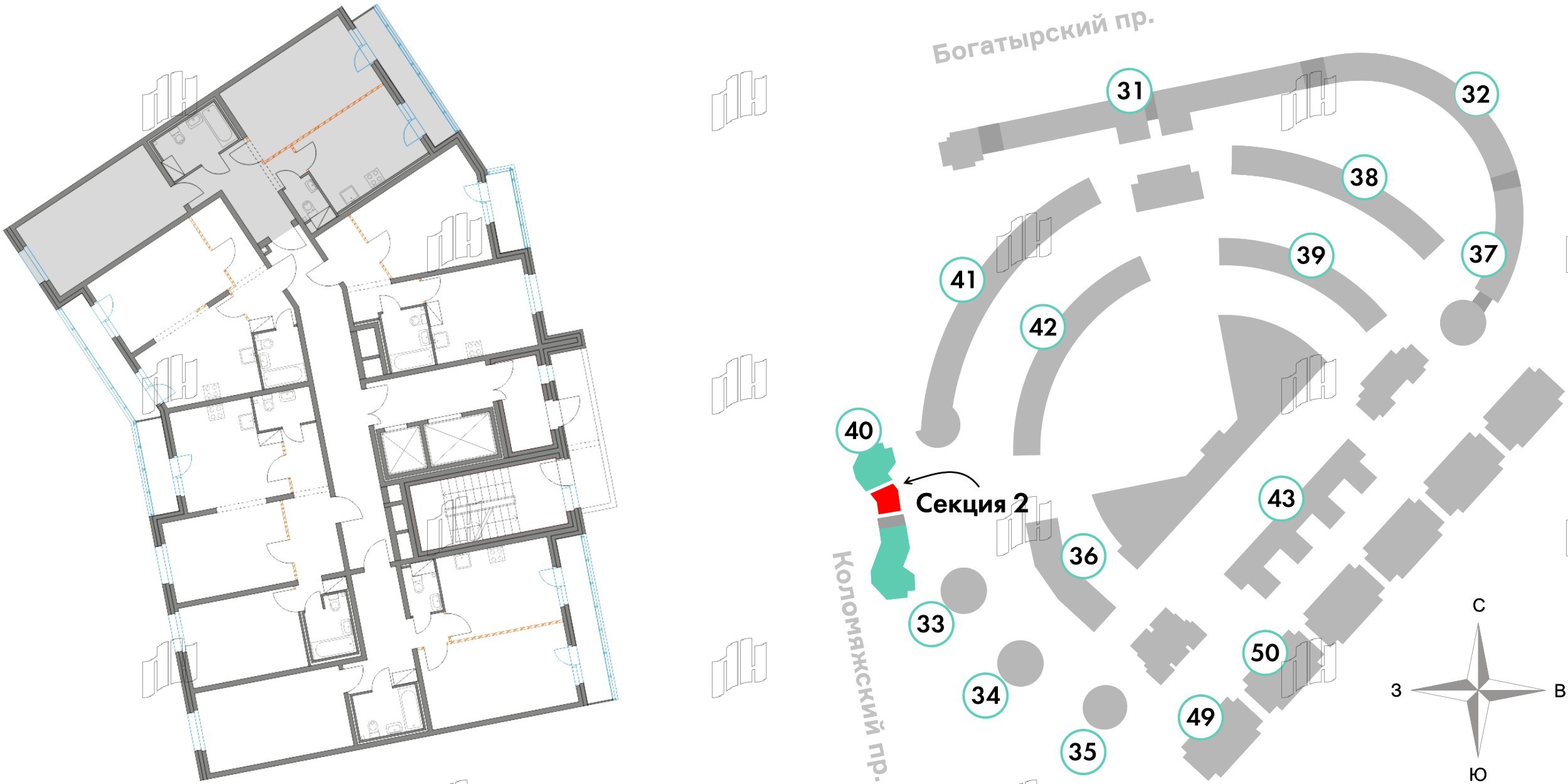 Квартира в ЖК Приморский квартал, 2 комнатная, 67.78 м², 4 этаж