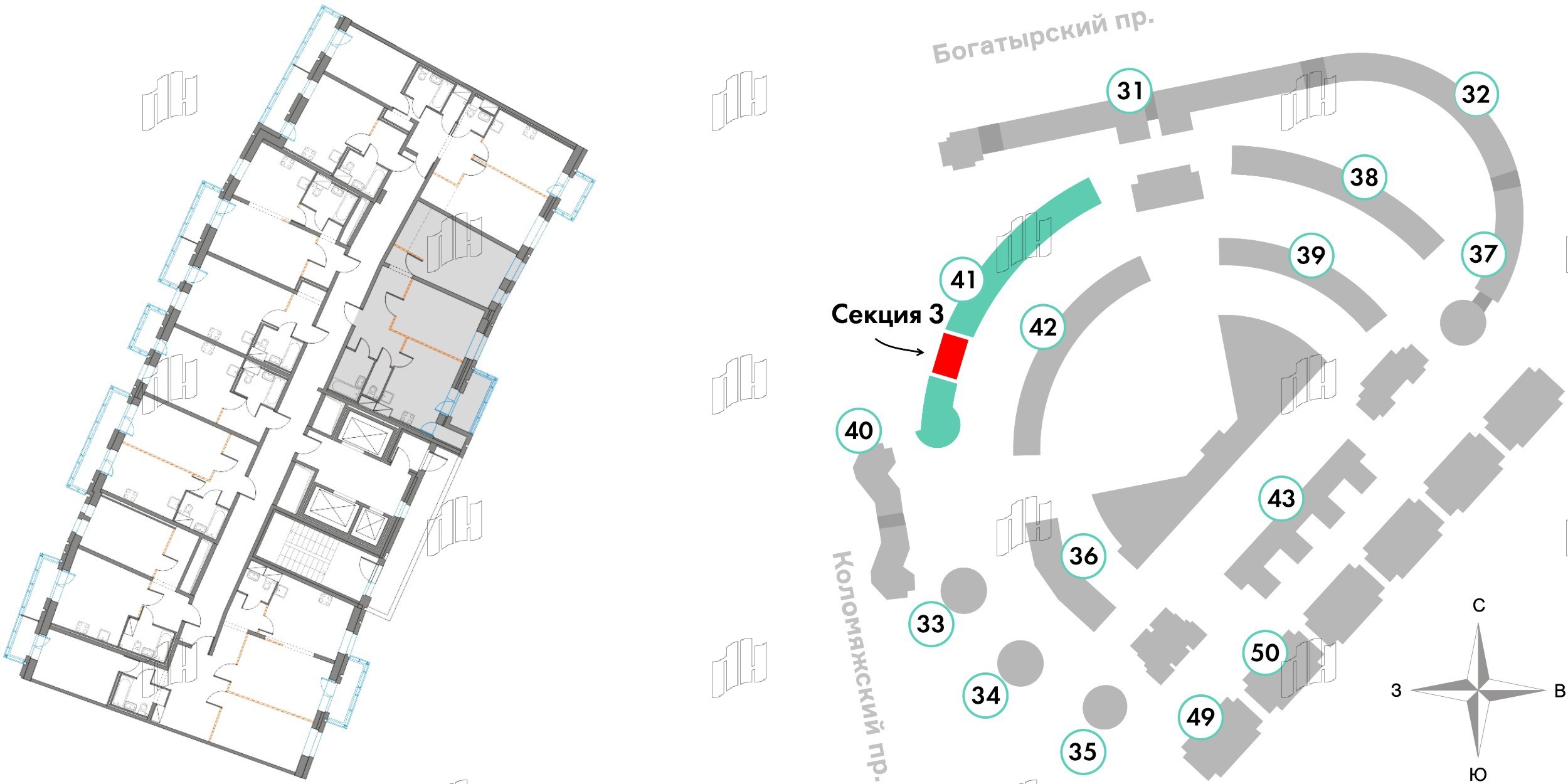 Квартира в ЖК Приморский квартал, 2 комнатная, 65.99 м², 11 этаж