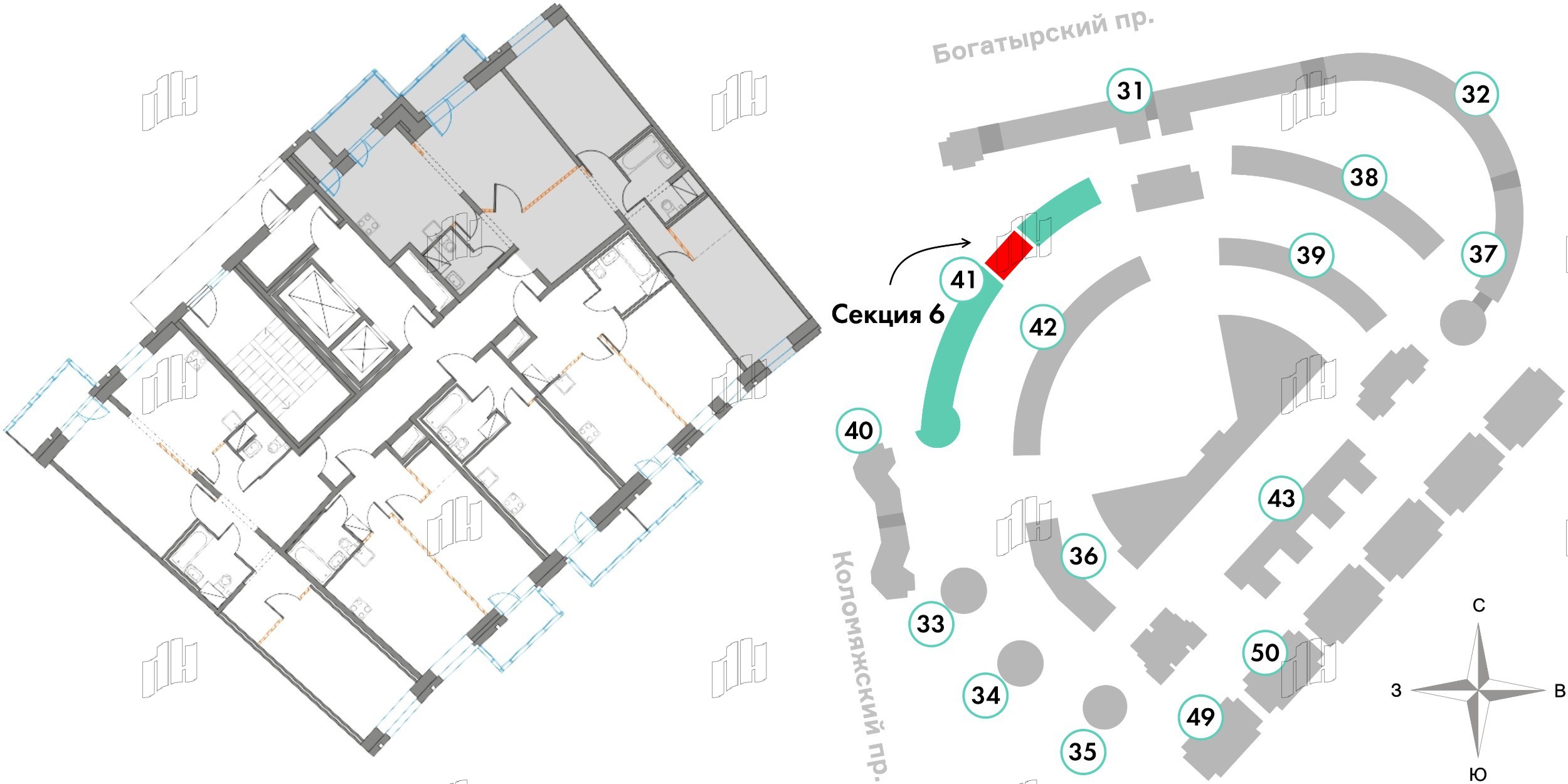 Квартира в ЖК Приморский квартал, 3 комнатная, 84.06 м², 9 этаж