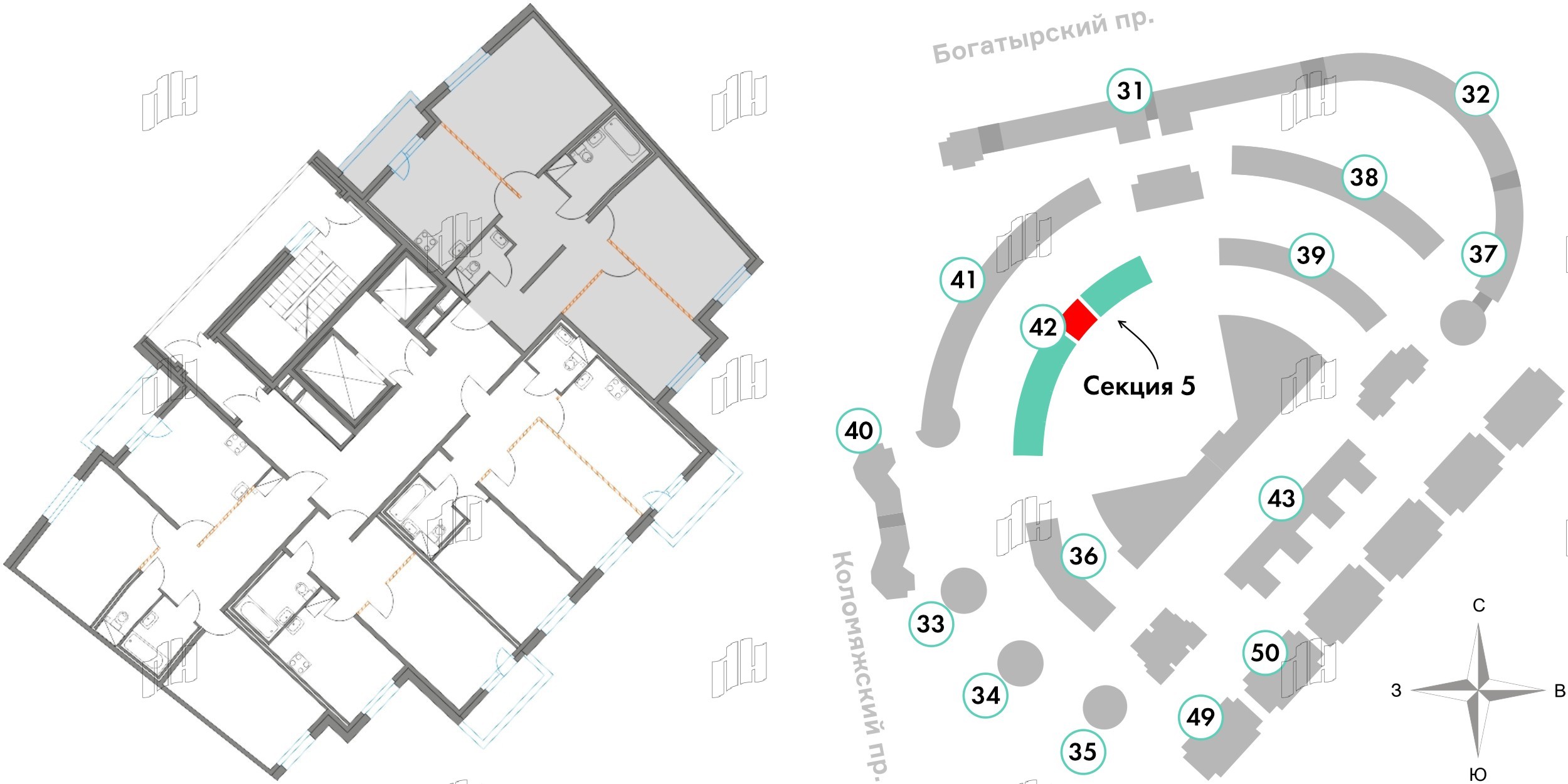 Квартира в ЖК Приморский квартал, 3 комнатная, 87.37 м², 3 этаж