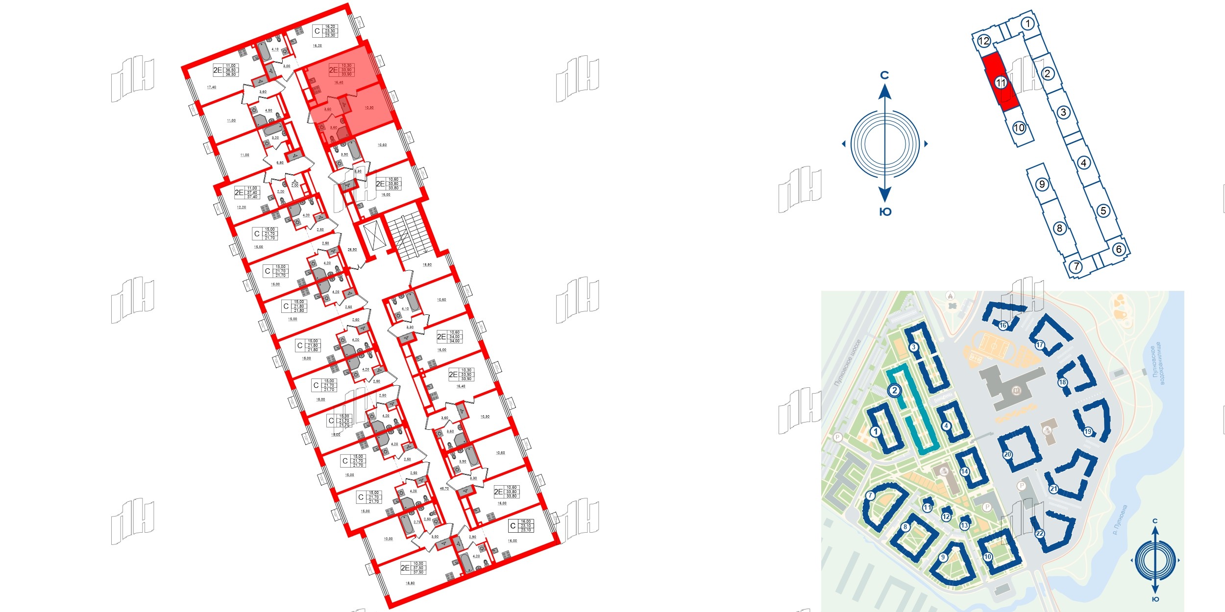 Квартира в ЖК «Пулково Лейк», 1 комнатная, 33.9 м², 4 этаж