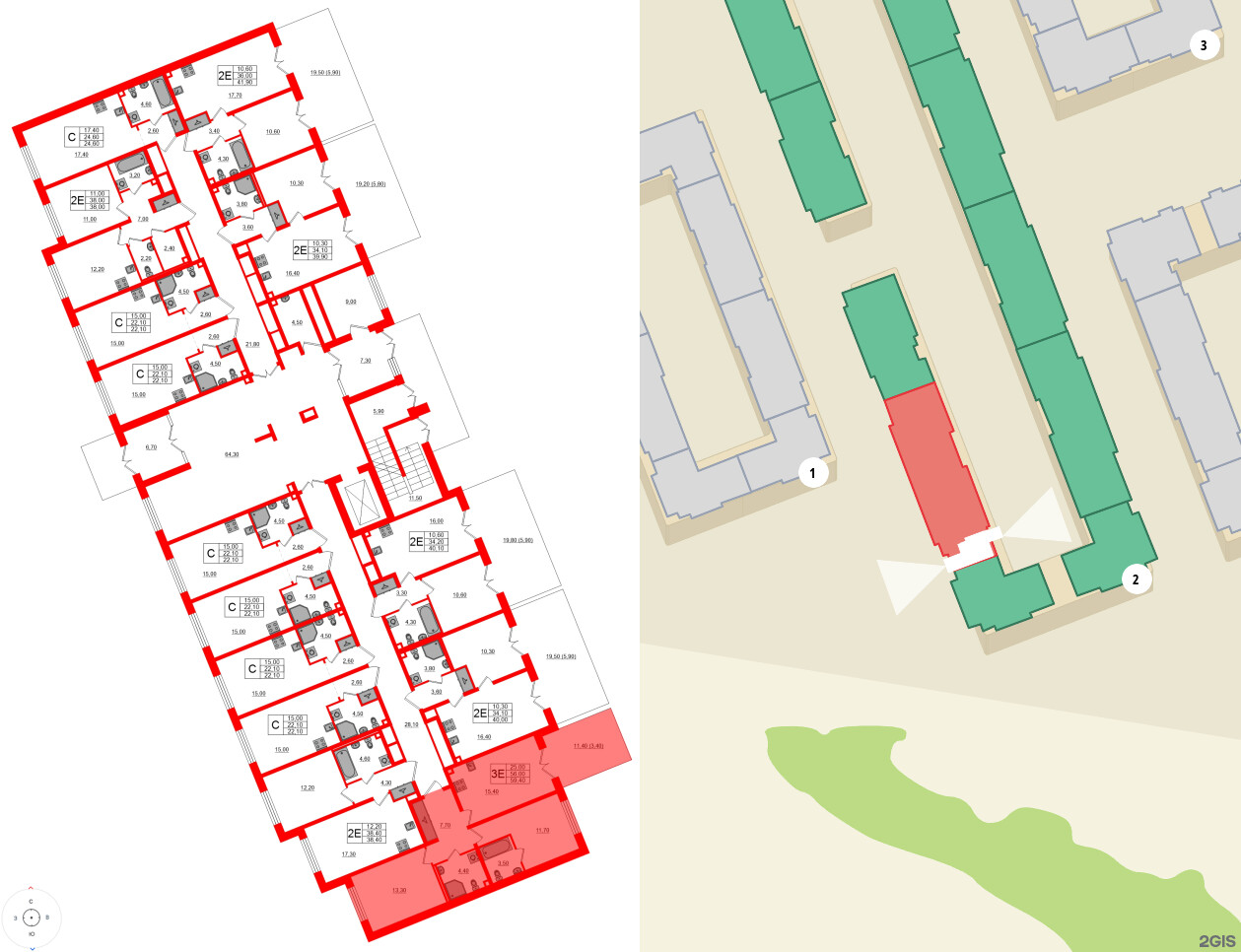Квартира в ЖК «Пулково Lake», 2 комнатная, 59.4 м², 1 этаж