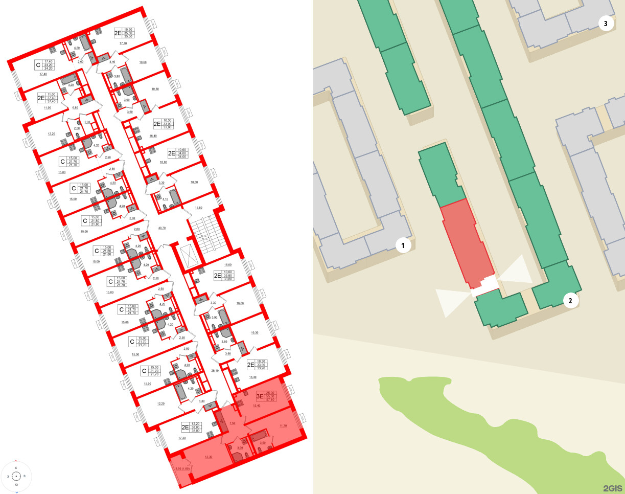 Квартира в ЖК «Пулково Lake», 2 комнатная, 57.1 м², 4 этаж