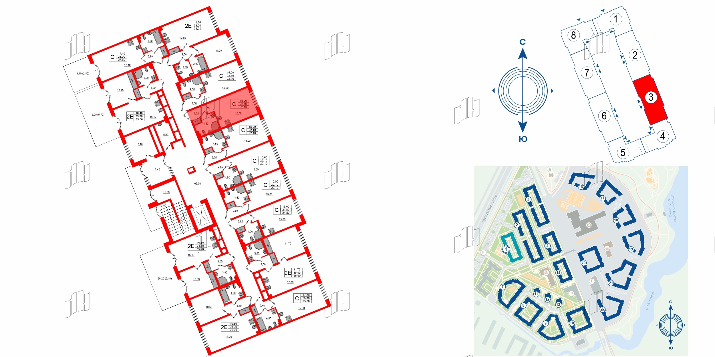 Квартира в ЖК «Пулково Лейк», студия, 22.1 м², 1 этаж