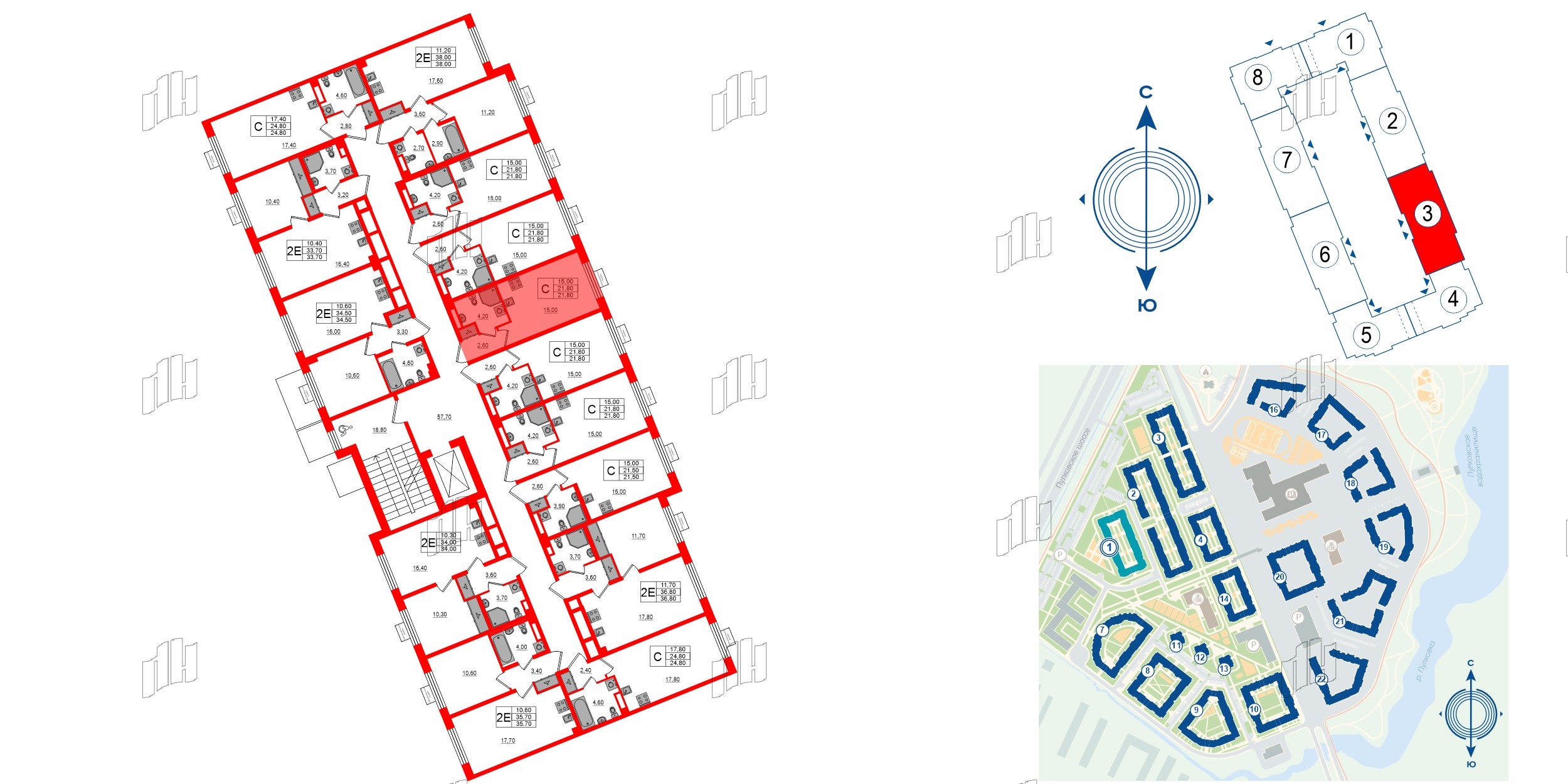 Квартира в ЖК «Пулково Лейк», студия, 21.8 м², 2 этаж