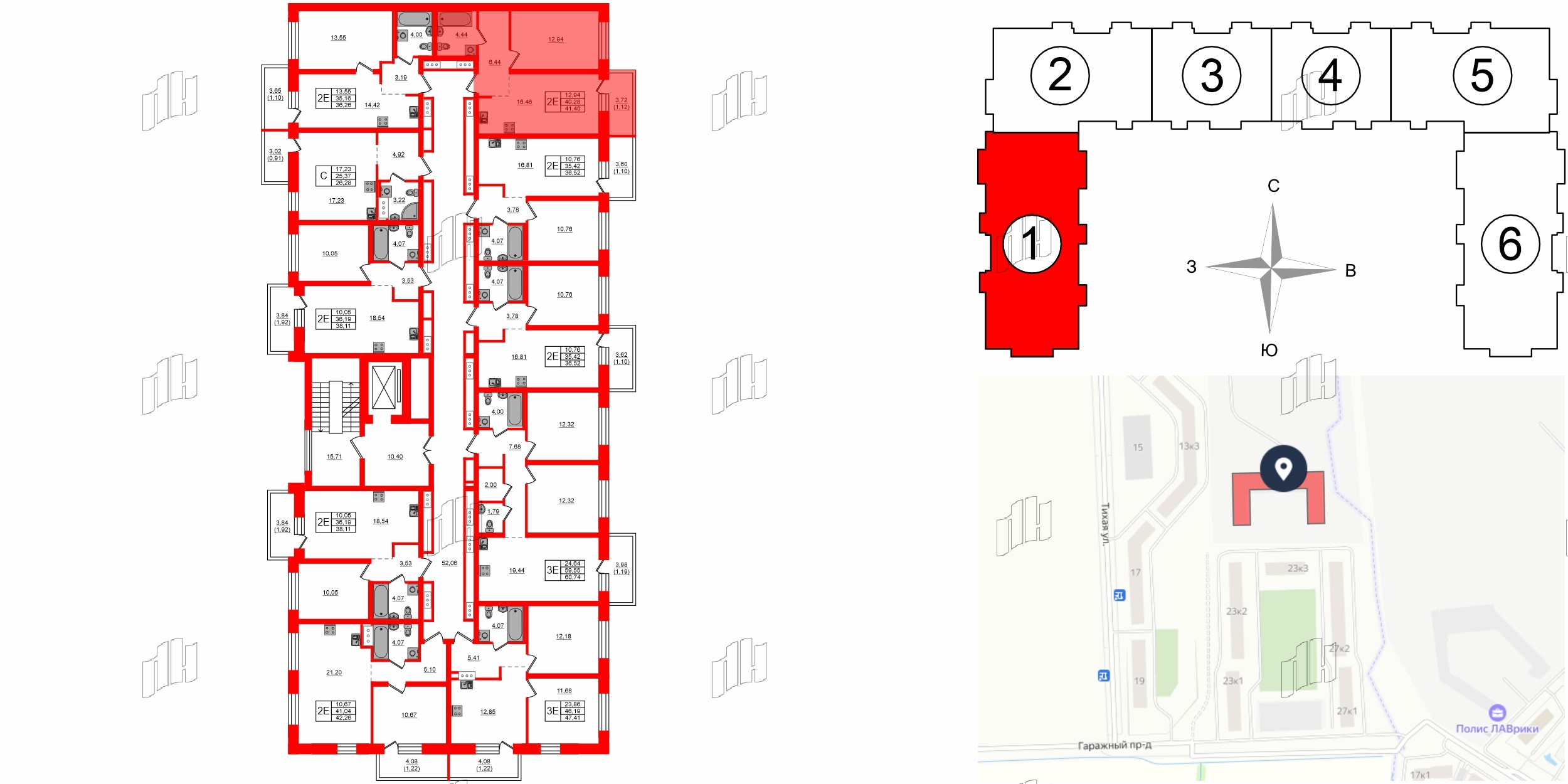 Квартира в ЖК Северный Меридиан, 1 комнатная, 41.4 м², 5 этаж