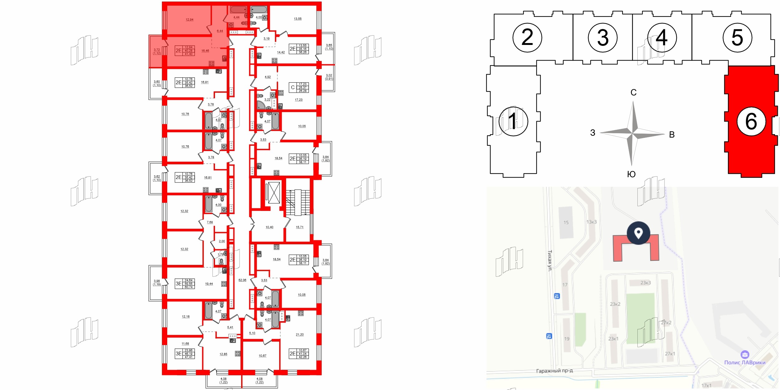 Квартира в ЖК Северный Меридиан, 1 комнатная, 41.4 м², 8 этаж