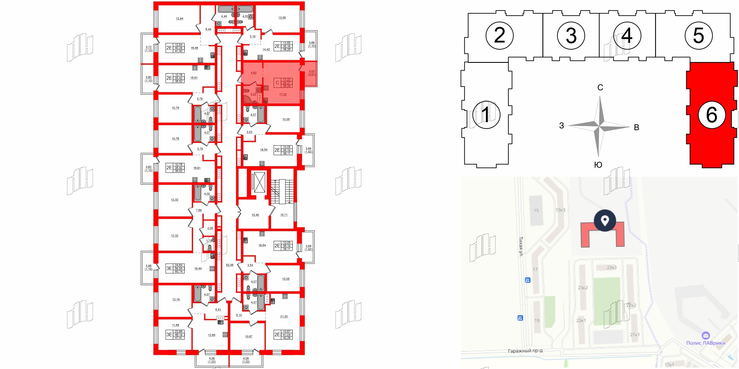 Квартира в ЖК Северный Меридиан, студия, 26.28 м², 2 этаж