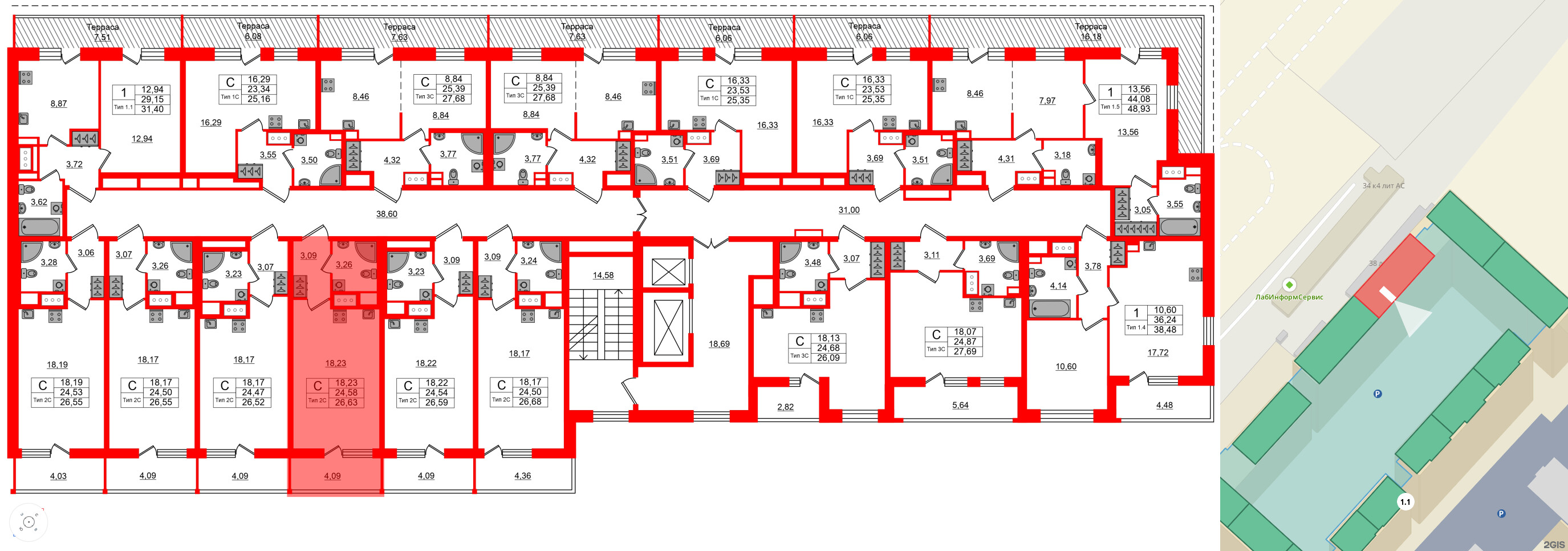 Квартира в ЖК Setl Ривьера, студия, 24.58 м², 17 этаж
