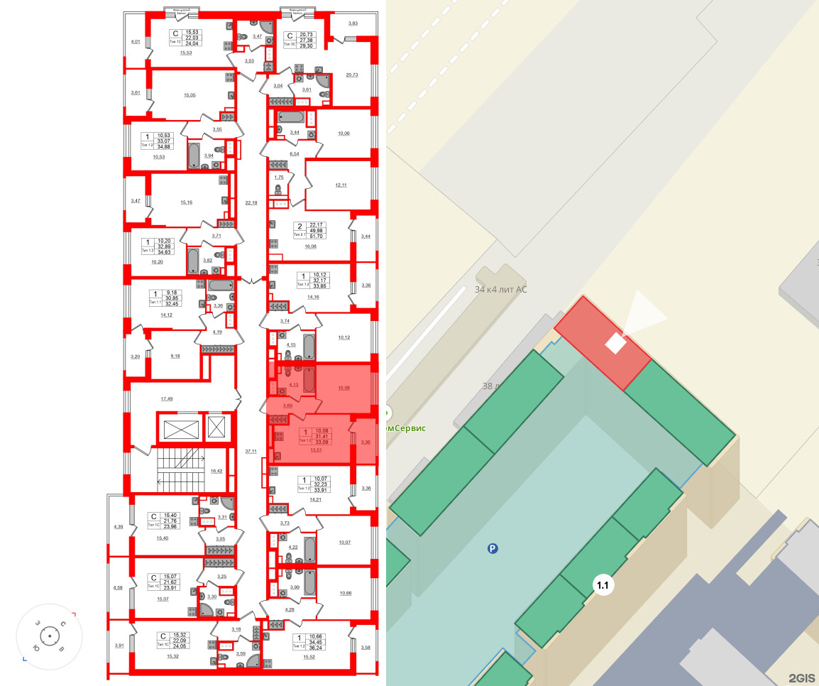 Квартира в ЖК «Сэтл Ривьера», 1 комнатная, 31.41 м², 14 этаж