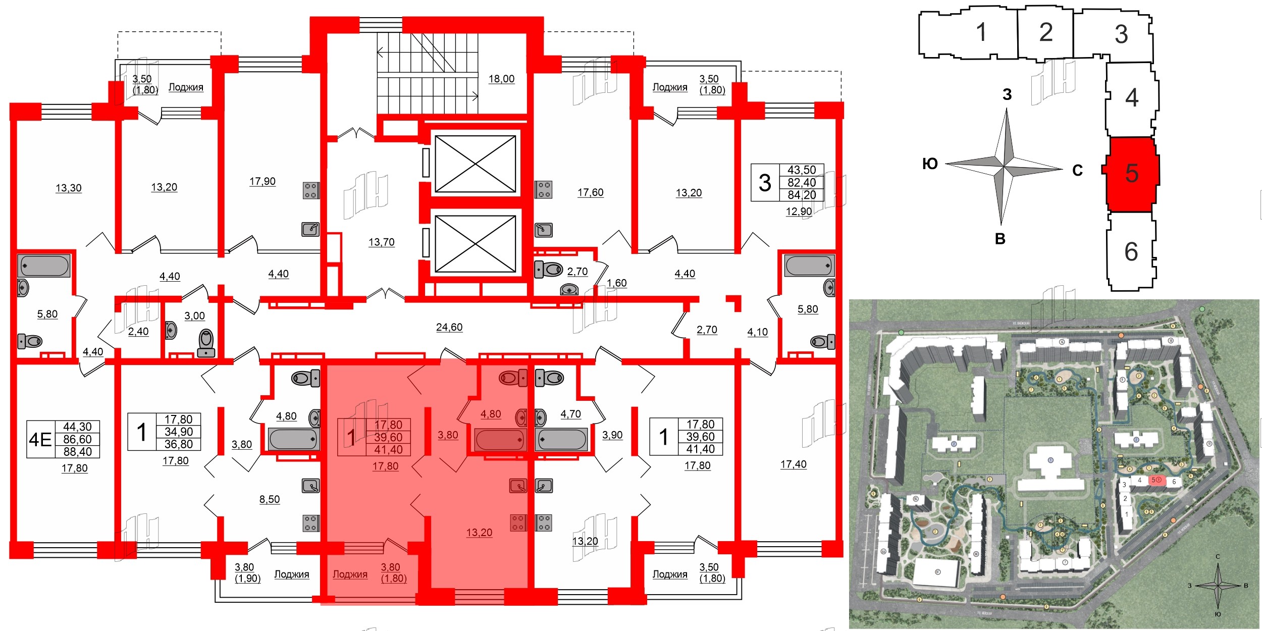 Квартира в ЖК Сибирь, 1 комнатная, 41.4 м², 12 этаж