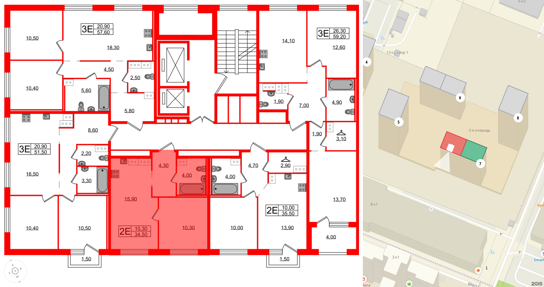 Квартира в ЖК Струны, 1 комнатная, 34.5 м², 9 этаж