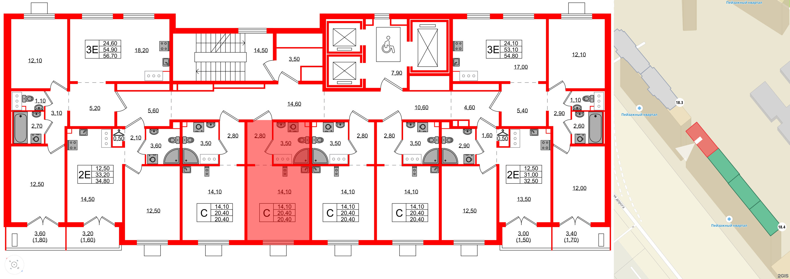 Квартира в ЖК 'Цветной город', студия, 20.4 м², 24 этаж