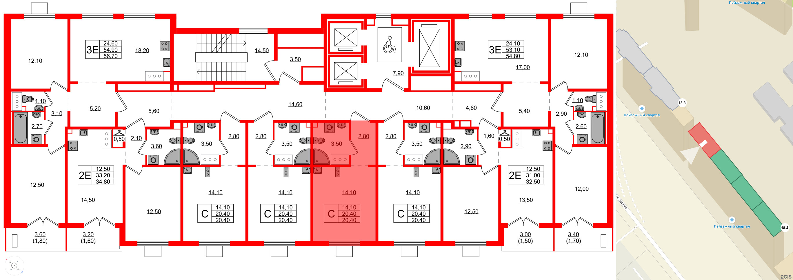 Квартира в ЖК 'Цветной город', студия, 20.4 м², 17 этаж