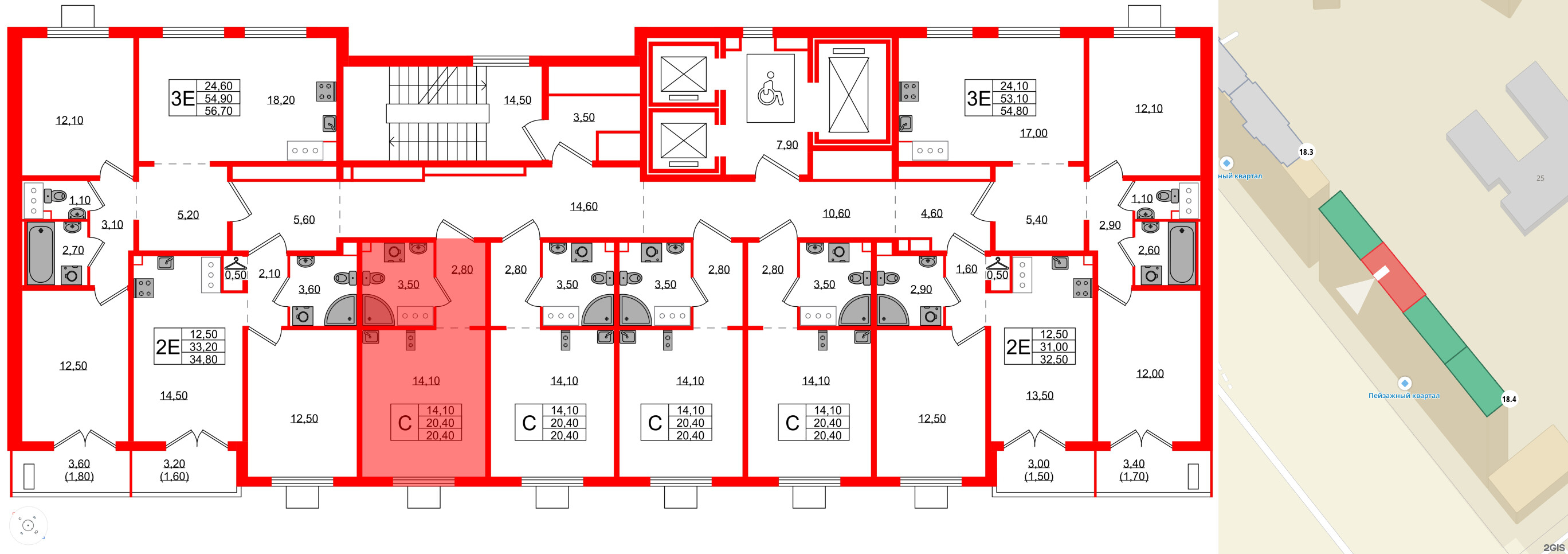 Квартира в ЖК 'Цветной город', студия, 20.4 м², 20 этаж