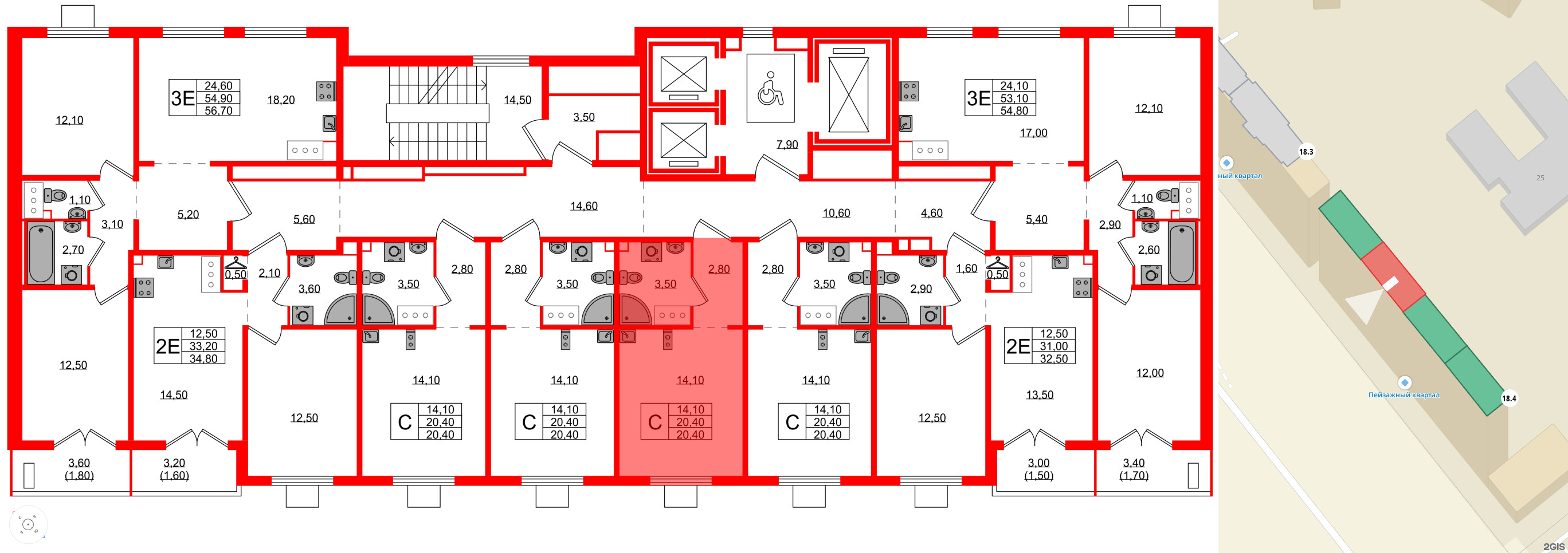 Квартира в ЖК 'Цветной город', студия, 20.4 м², 23 этаж