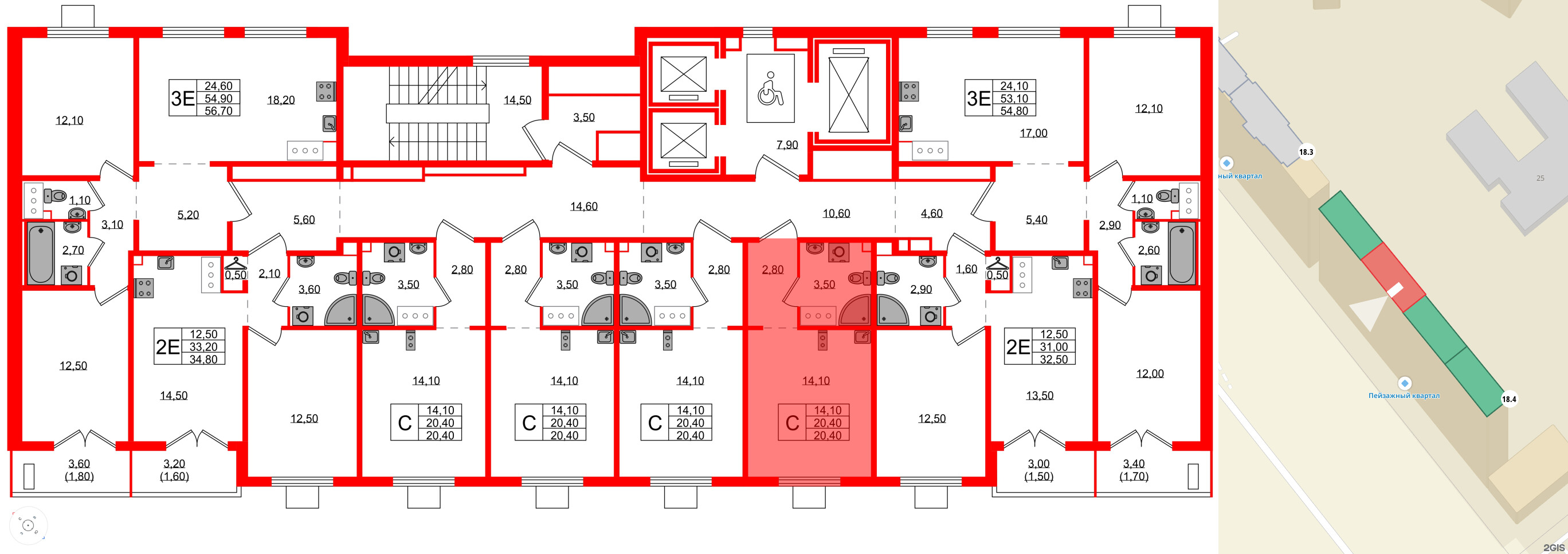 Квартира в ЖК 'Цветной город', студия, 20.4 м², 18 этаж