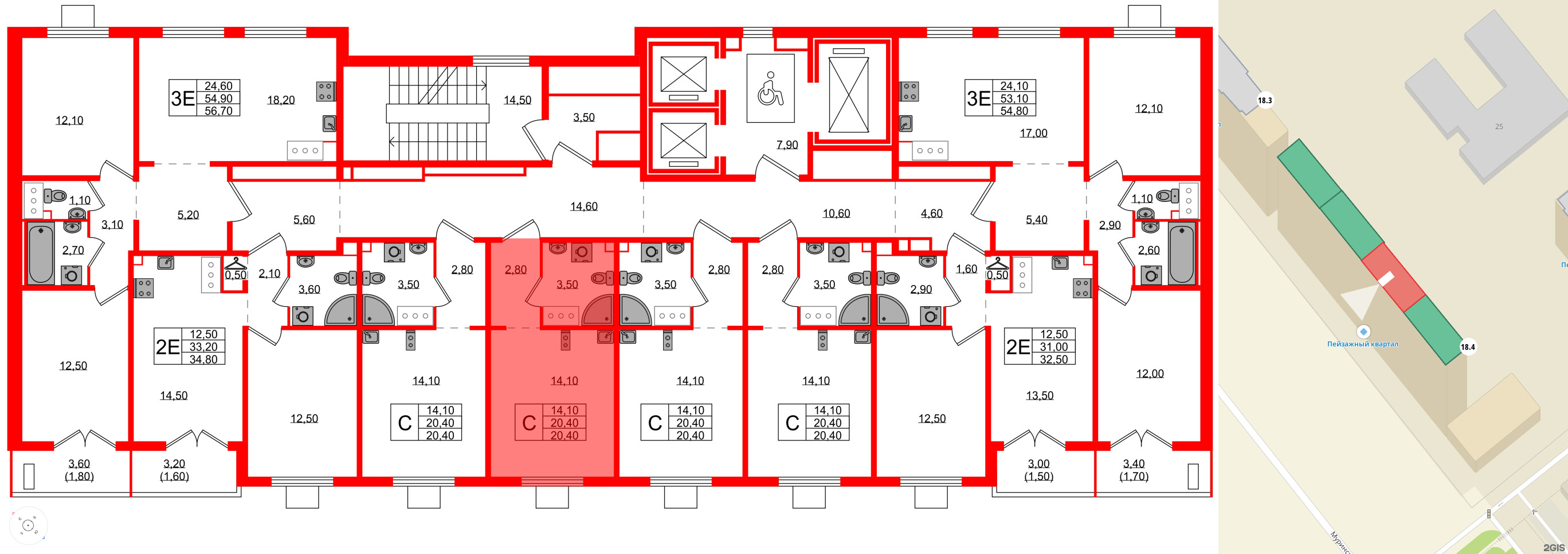 Квартира в ЖК 'Цветной город', студия, 20.4 м², 24 этаж