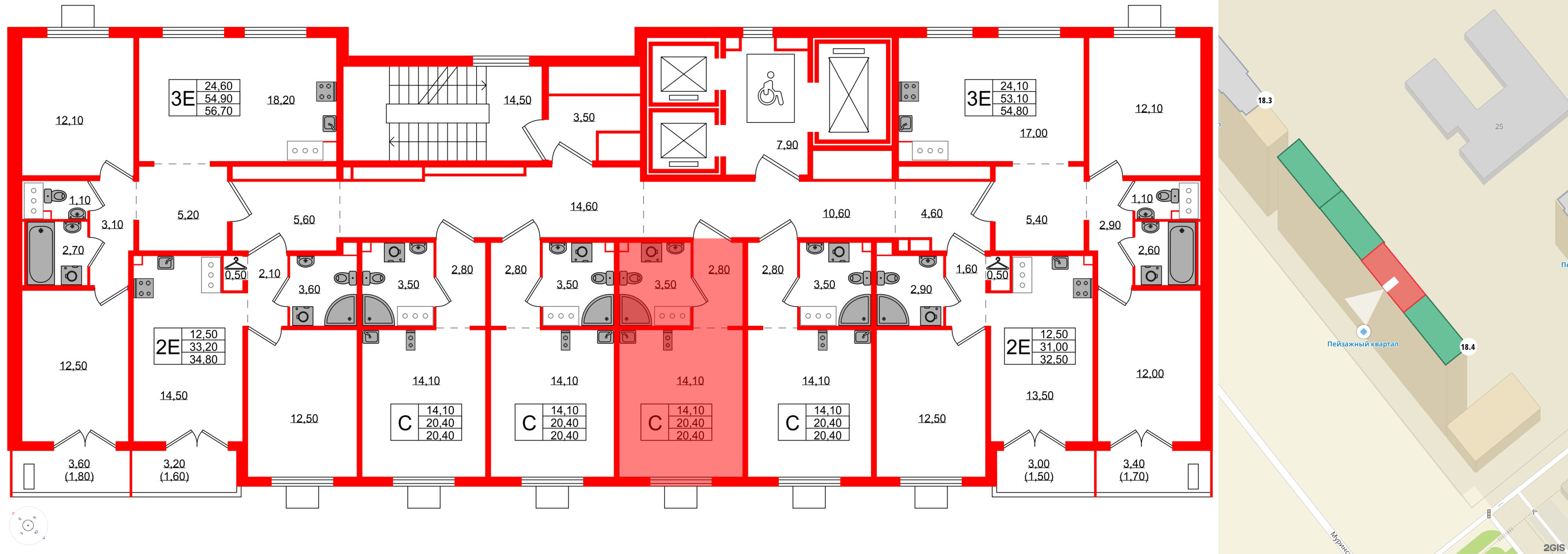 Квартира в ЖК 'Цветной город', студия, 20.4 м², 19 этаж