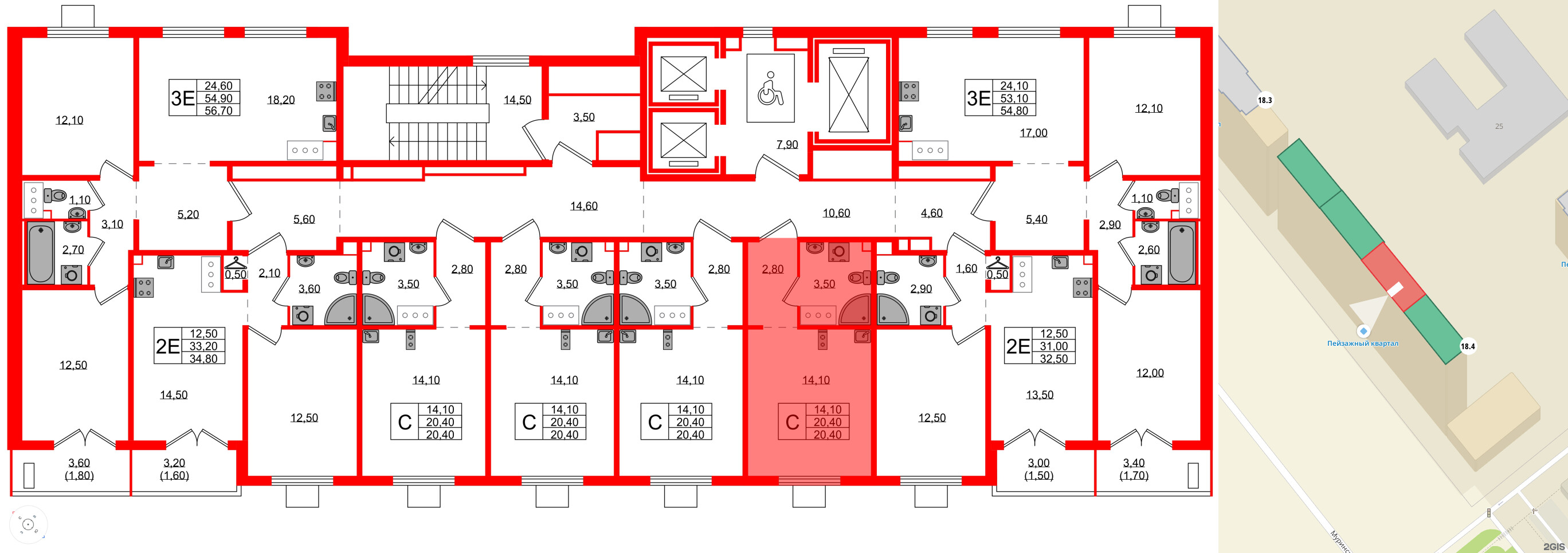 Квартира в ЖК 'Цветной город', студия, 20.4 м², 12 этаж