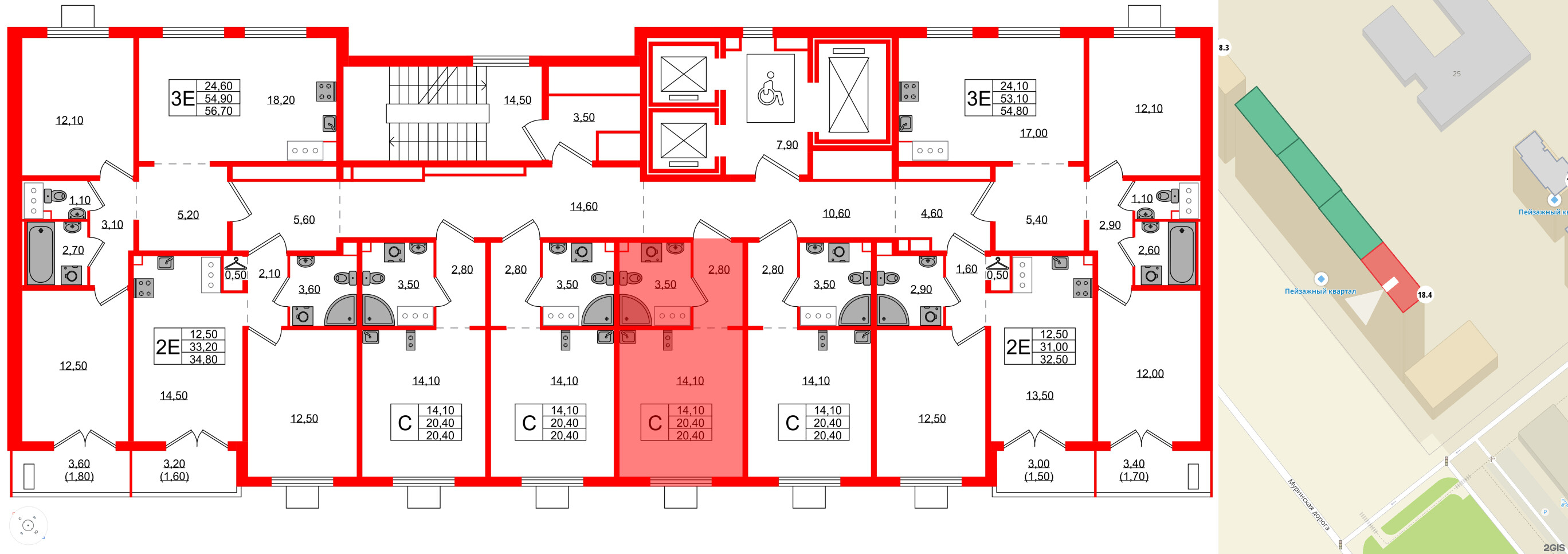 Квартира в ЖК 'Цветной город', студия, 20.4 м², 14 этаж