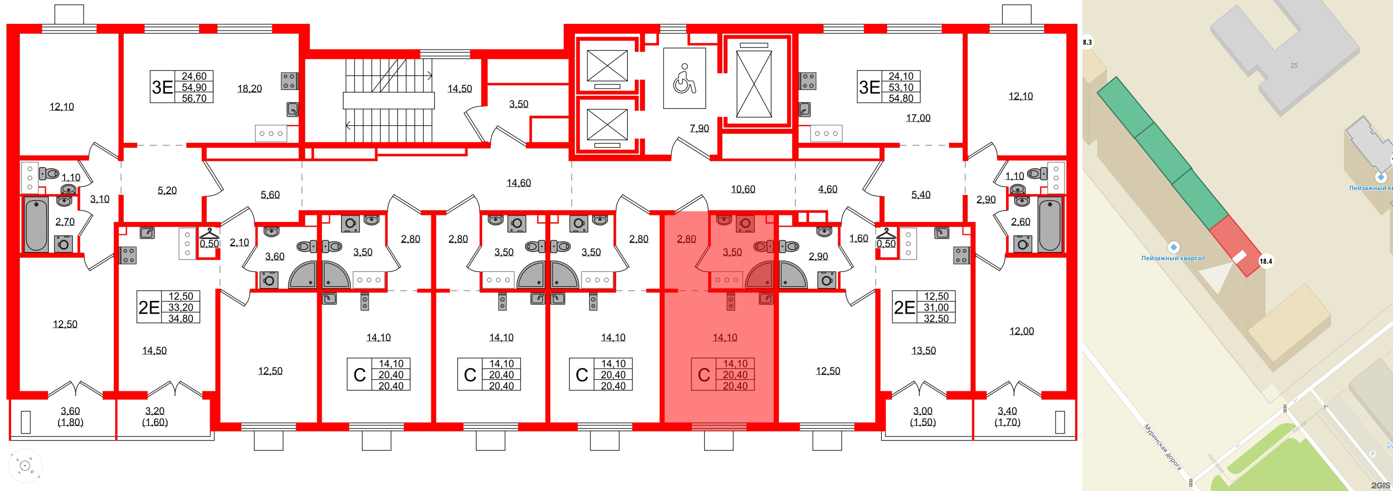 Квартира в ЖК 'Цветной город', студия, 20.4 м², 23 этаж