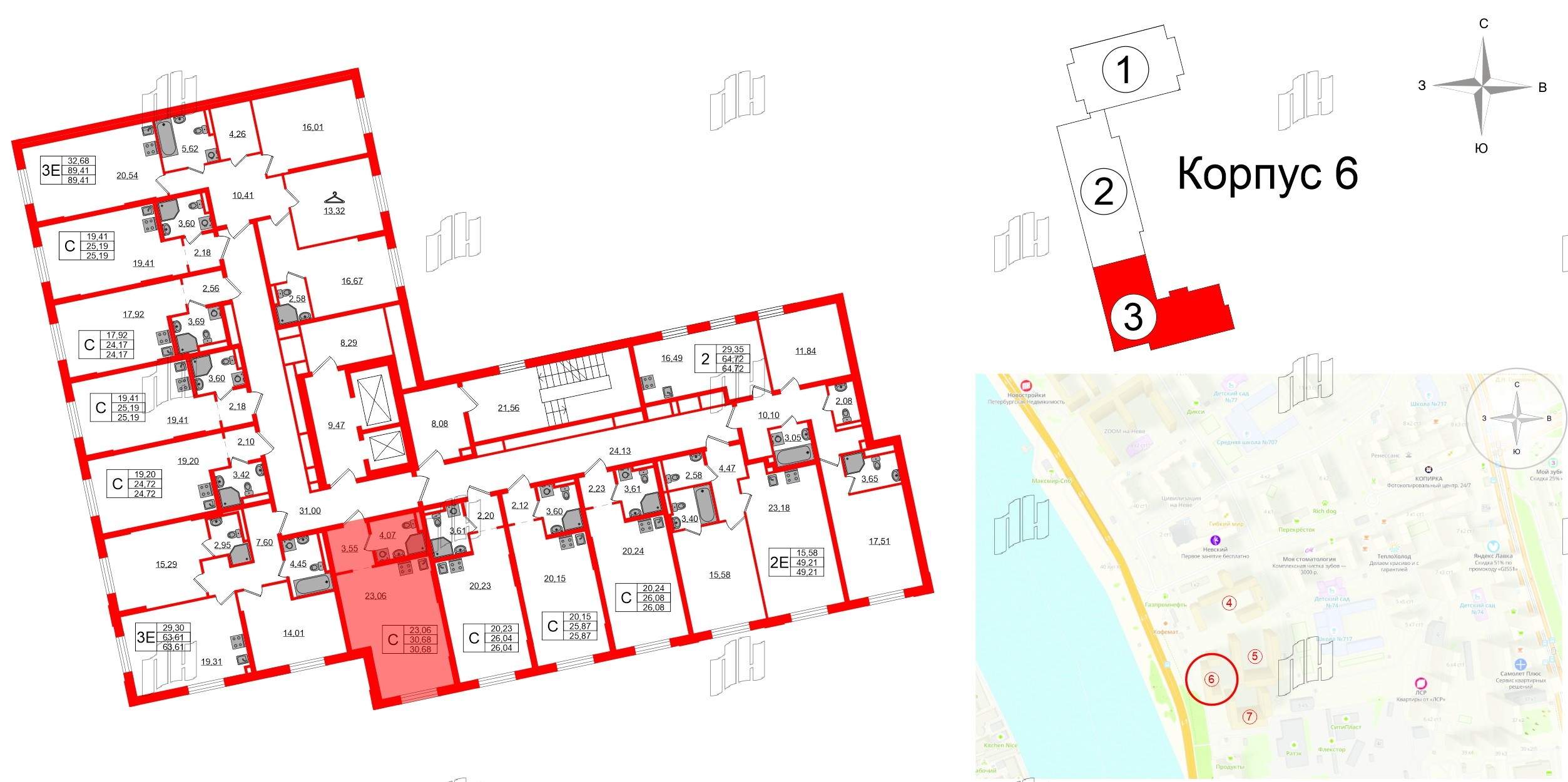 Квартира в ЖК Цивилизация на Неве, студия, 30.68 м², 2 этаж