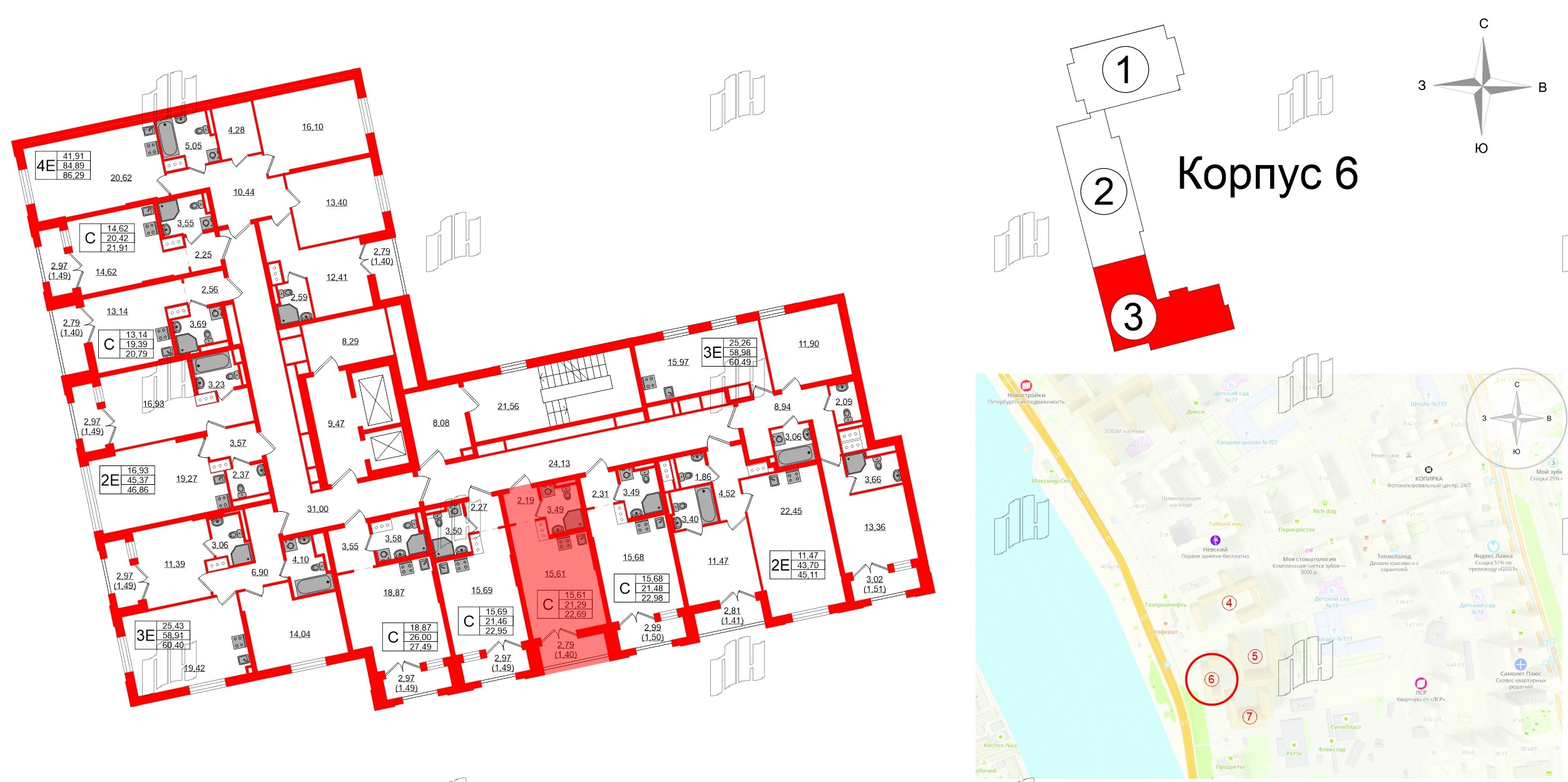 Квартира в ЖК Цивилизация на Неве, студия, 22.69 м², 13 этаж