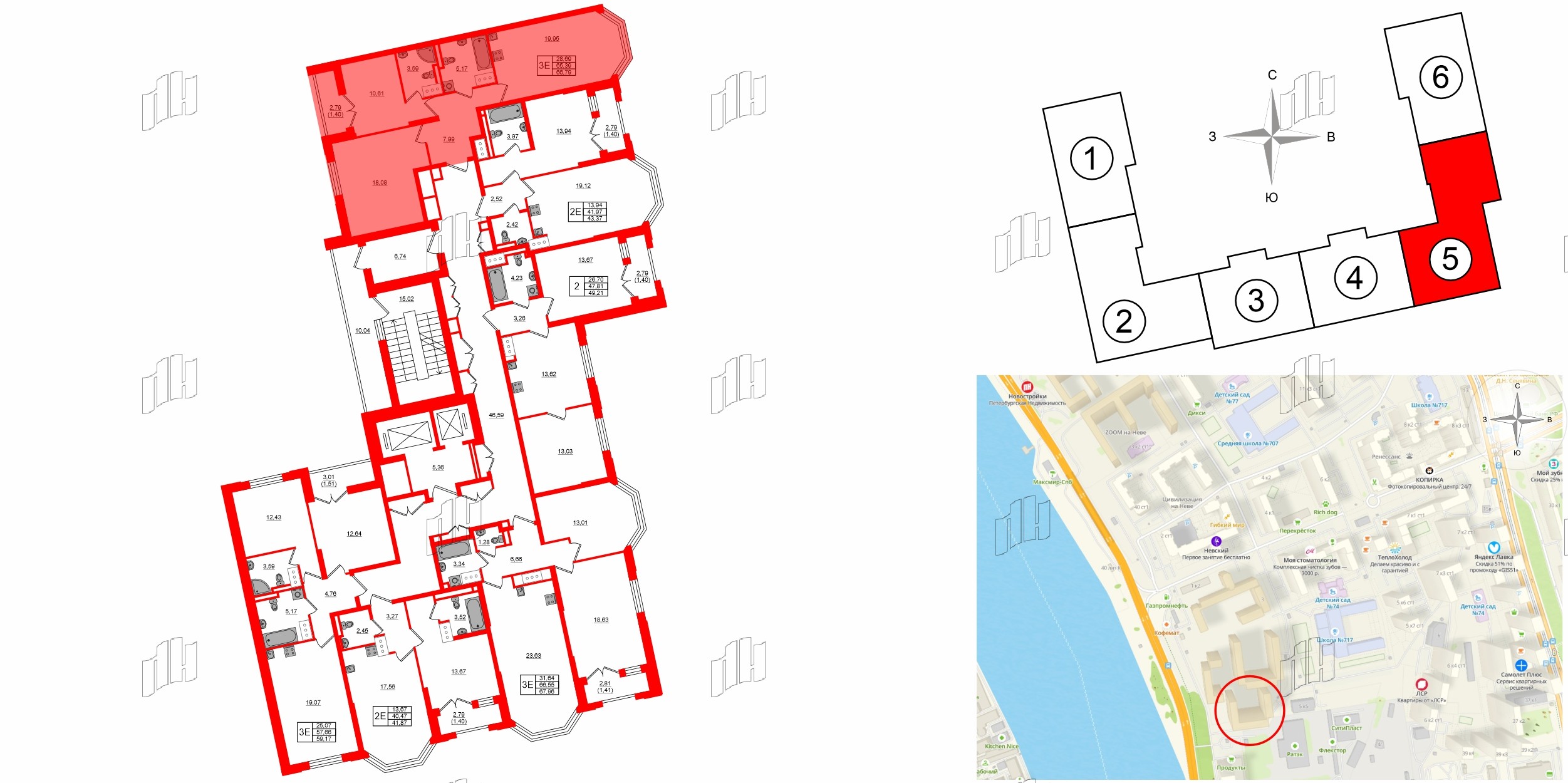 Квартира в ЖК Цивилизация на Неве, 2 комнатная, 66.79 м², 10 этаж