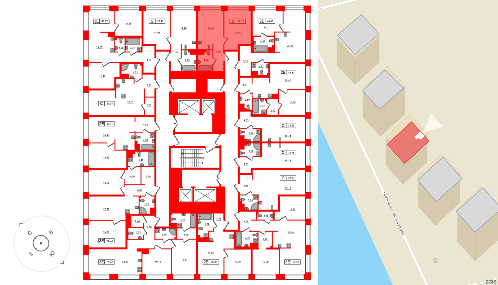 Квартира в ЖК Bashni Element , 1 комнатная, 38.12 м², 5 этаж