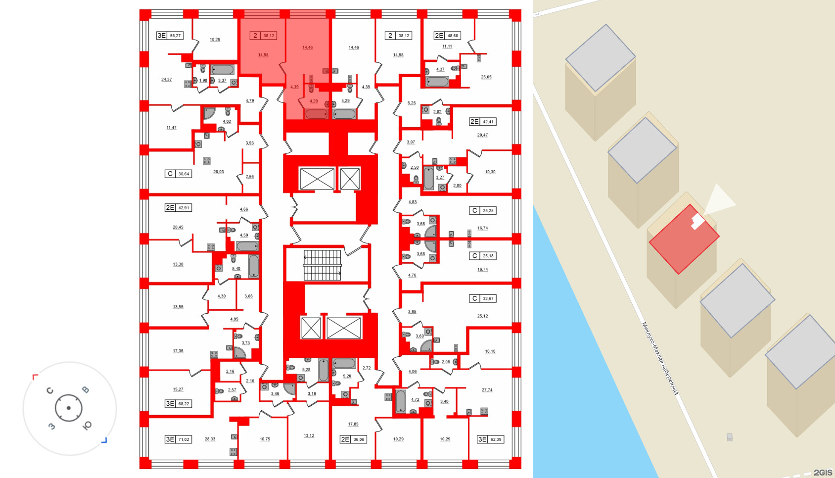 Квартира в ЖК Bashni Element , 1 комнатная, 38.12 м², 6 этаж