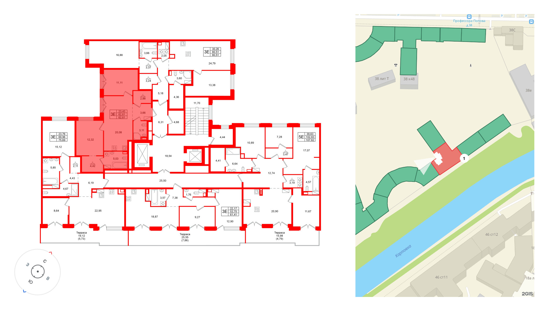 Квартира в ЖК ID Петроградская, 3 комнатная, 92.22 м², 4 этаж