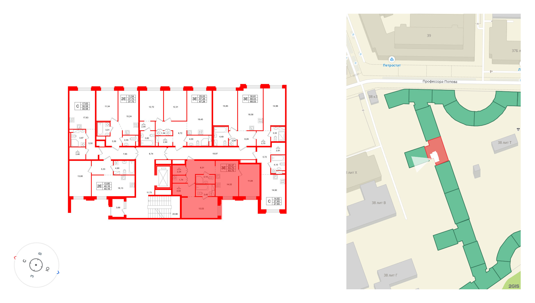Квартира в ЖК ID Петроградская, 3 комнатная, 85.37 м², 5 этаж