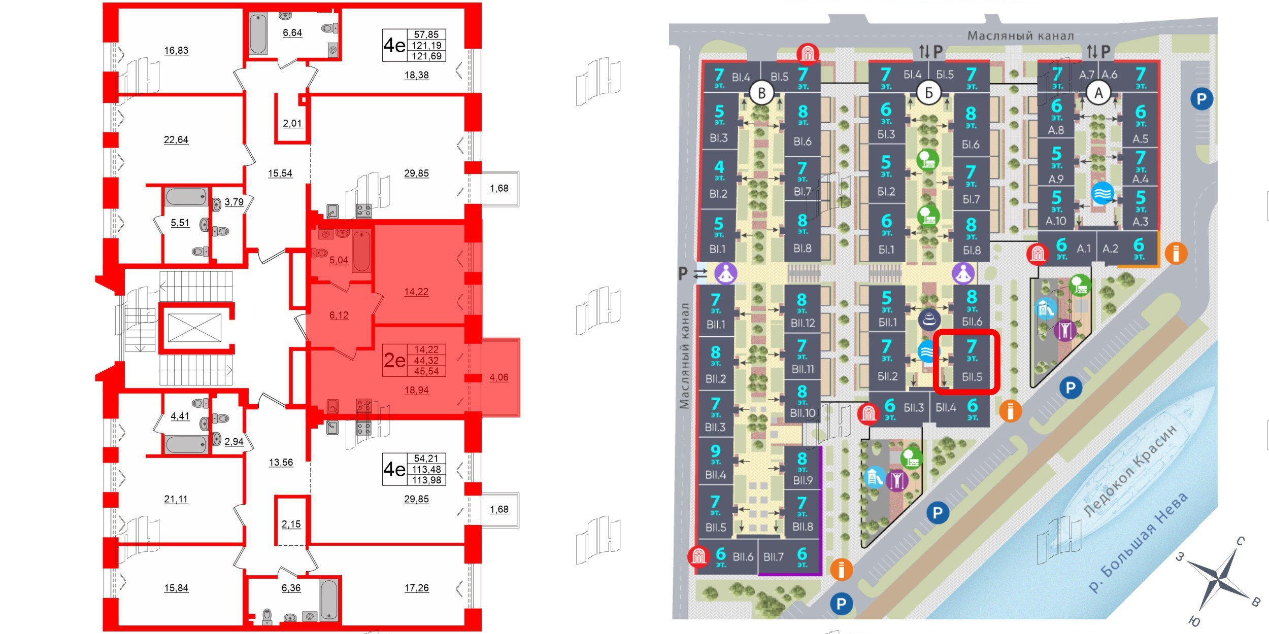 Квартира в ЖК «Империал Клаб», 1 комнатная, 44.32 м², 3 этаж