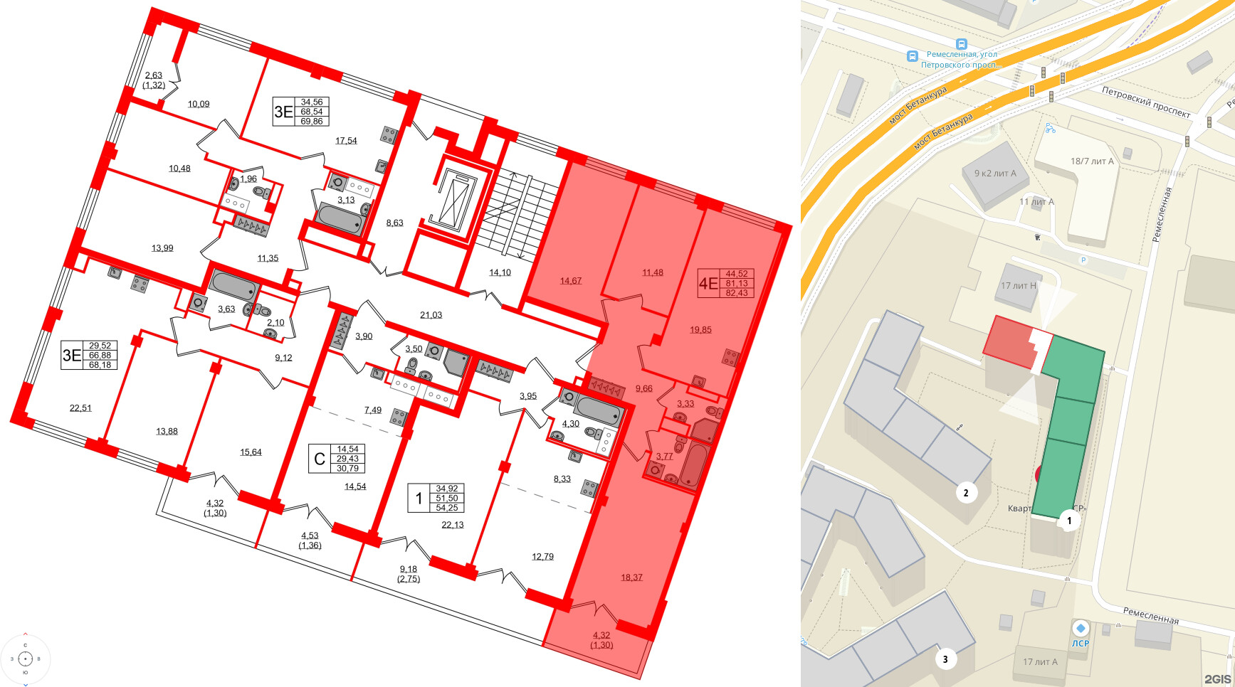 Квартира в ЖК Neva Residence, 3 комнатная, 83.1 м², 8 этаж