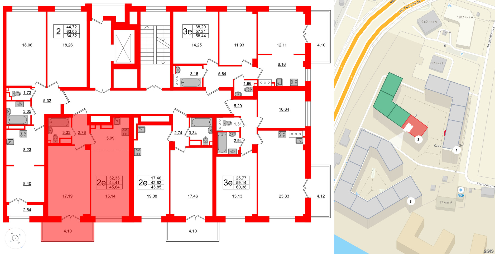 Квартира в ЖК Neva Residence, 1 комнатная, 46.4 м², 5 этаж