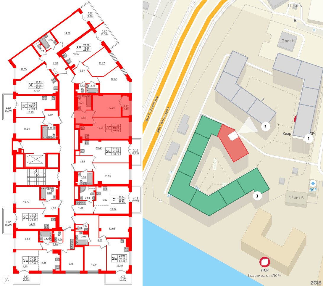 Квартира в ЖК Neva Residence, 1 комнатная, 40.8 м², 8 этаж