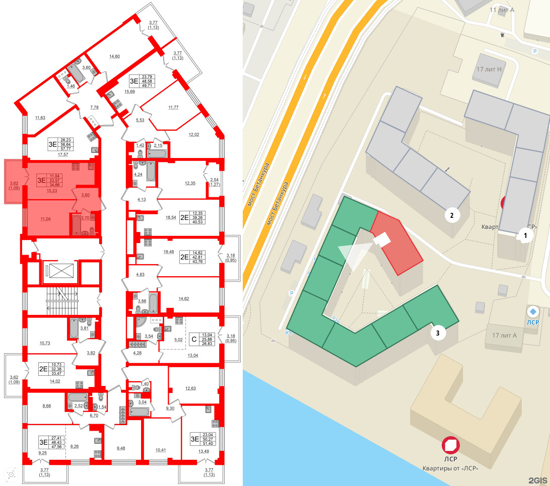Квартира в ЖК Neva Residence, 1 комнатная, 34.7 м², 8 этаж