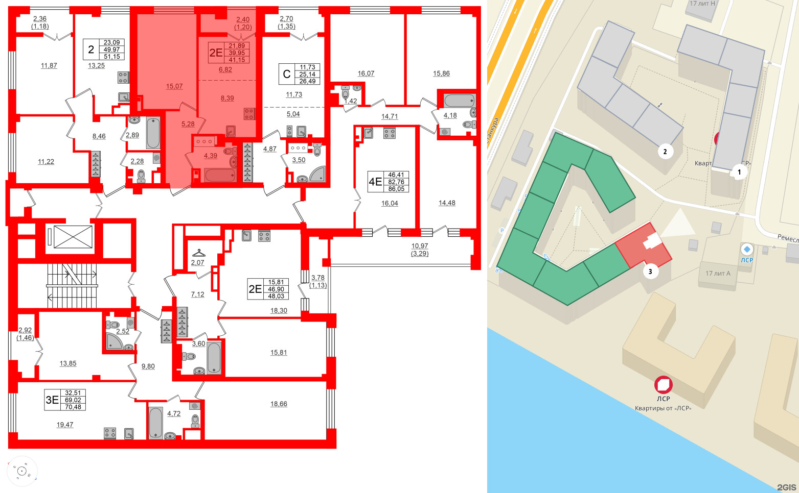 Квартира в ЖК Neva Residence, 1 комнатная, 40.7 м², 8 этаж