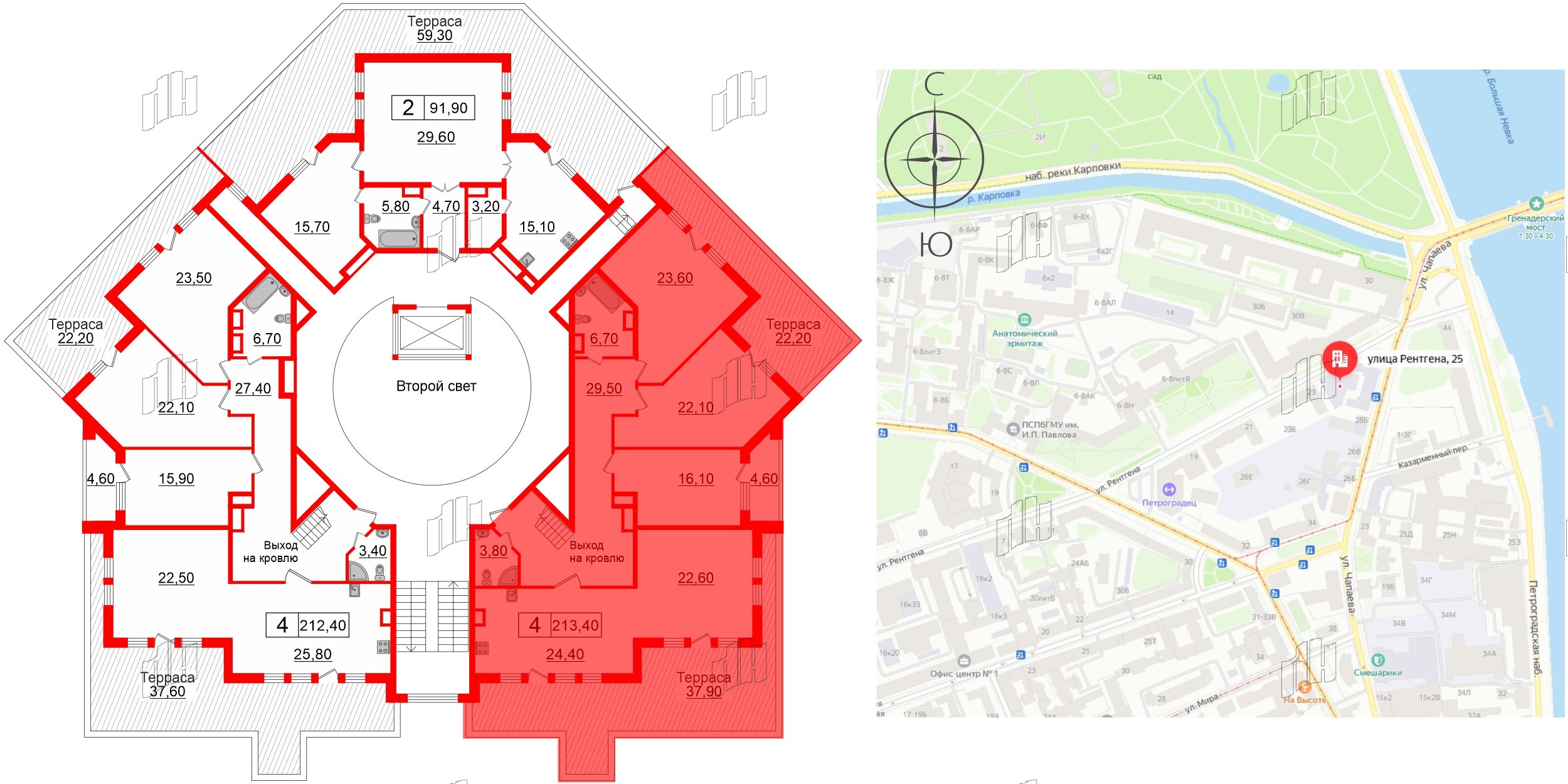 Квартира в ЖК White House, 4 комнатная, 213.4 м², 7 этаж