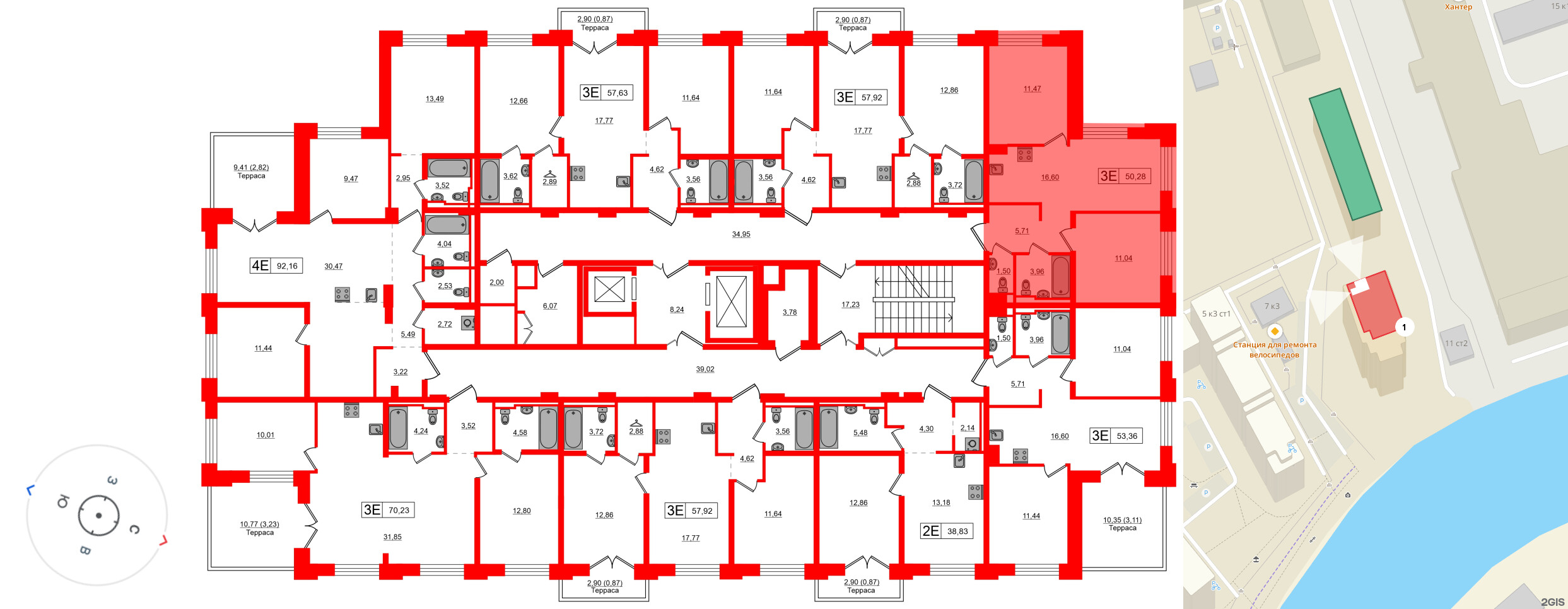 Квартира в ЖК «Альпен», 2 комнатная, 50.28 м², 10 этаж