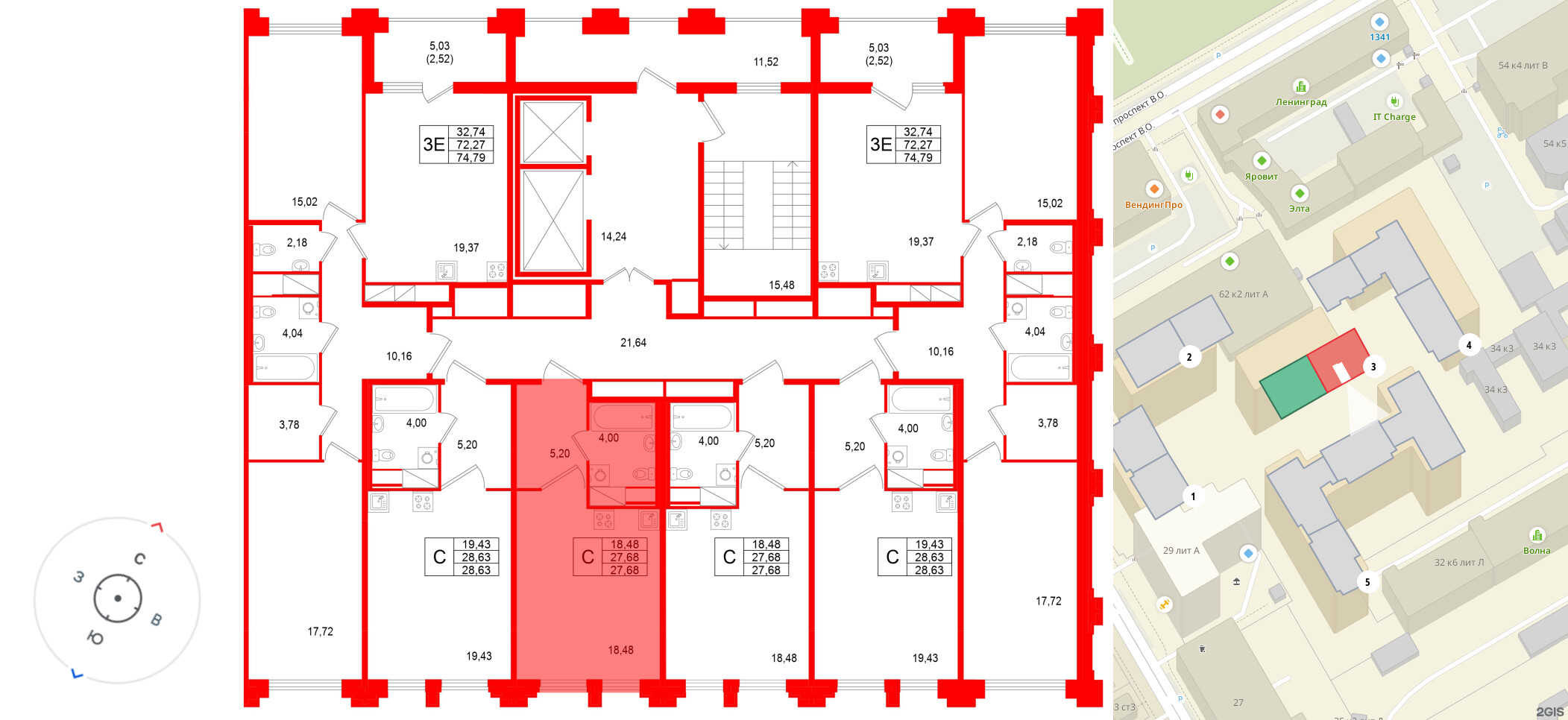 Квартира в ЖК Ассамблея, студия, 27.68 м², 4 этаж