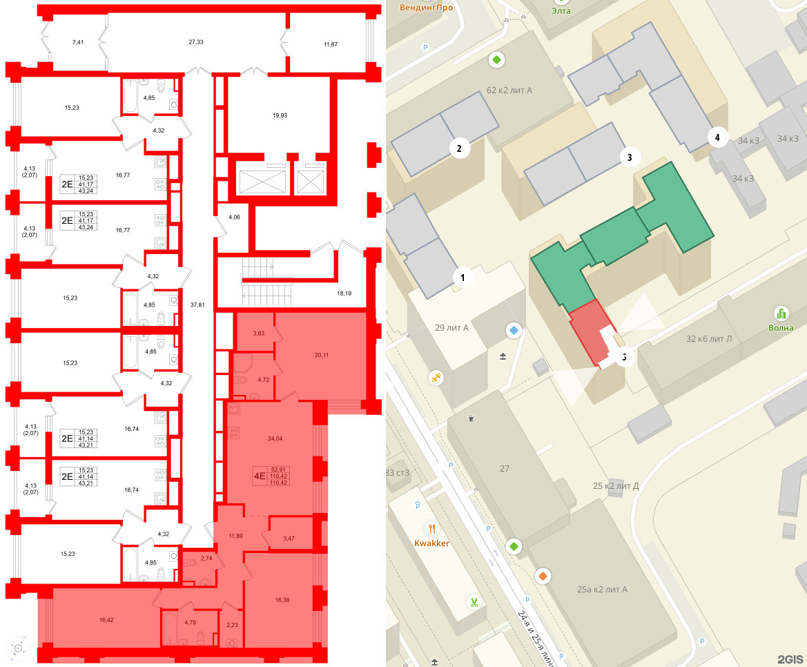 Квартира в ЖК Ассамблея, 3 комнатная, 110.42 м², 1 этаж