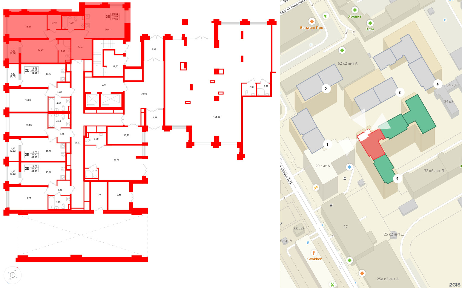 Квартира в ЖК Ассамблея, 1 комнатная, 43.37 м², 1 этаж