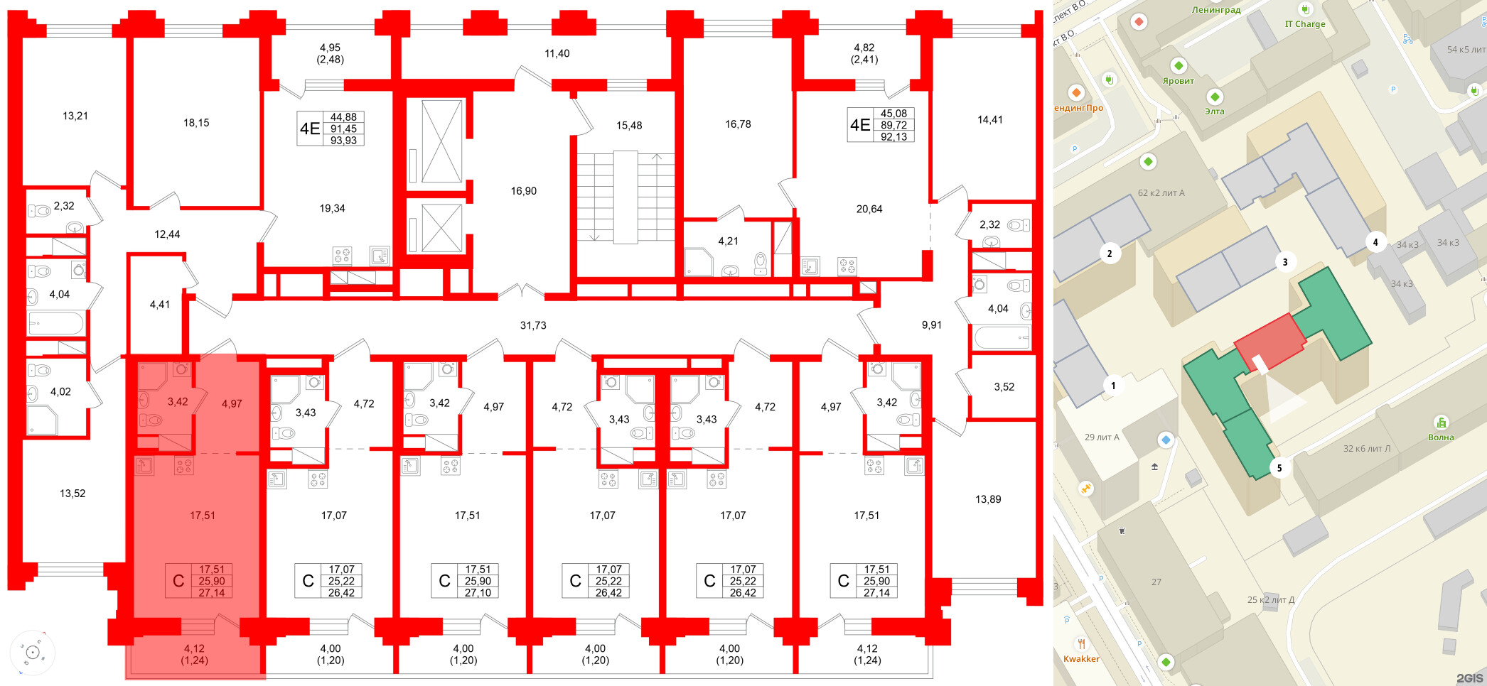 Квартира в ЖК Ассамблея, 3 комнатная, 92.13 м², 11 этаж