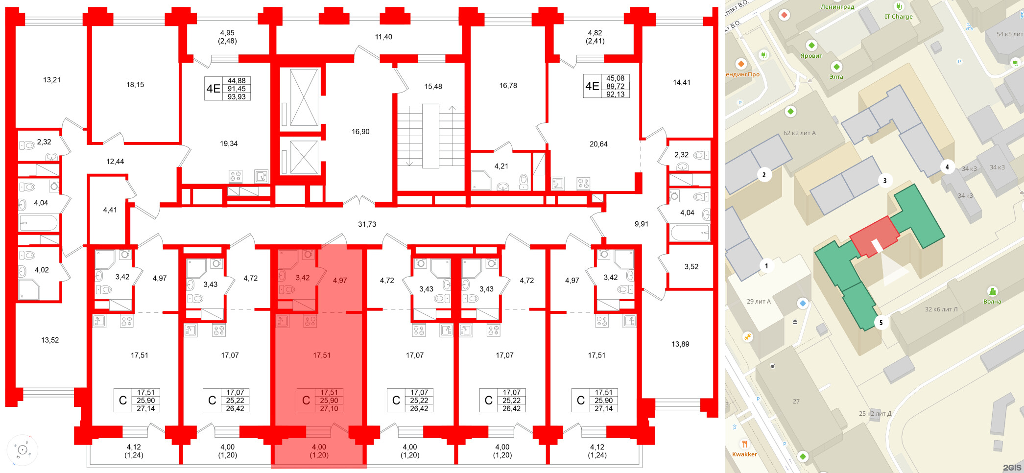 Квартира в ЖК Ассамблея, 3 комнатная, 92.13 м², 6 этаж