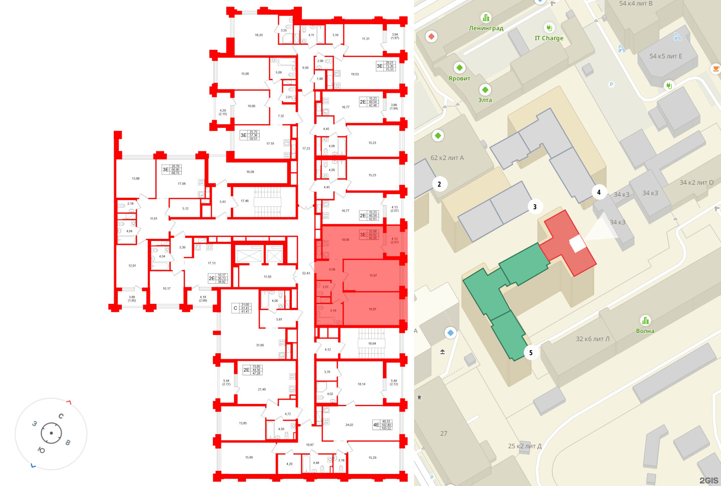 Квартира в ЖК Ассамблея, 1 комнатная, 42.48 м², 3 этаж